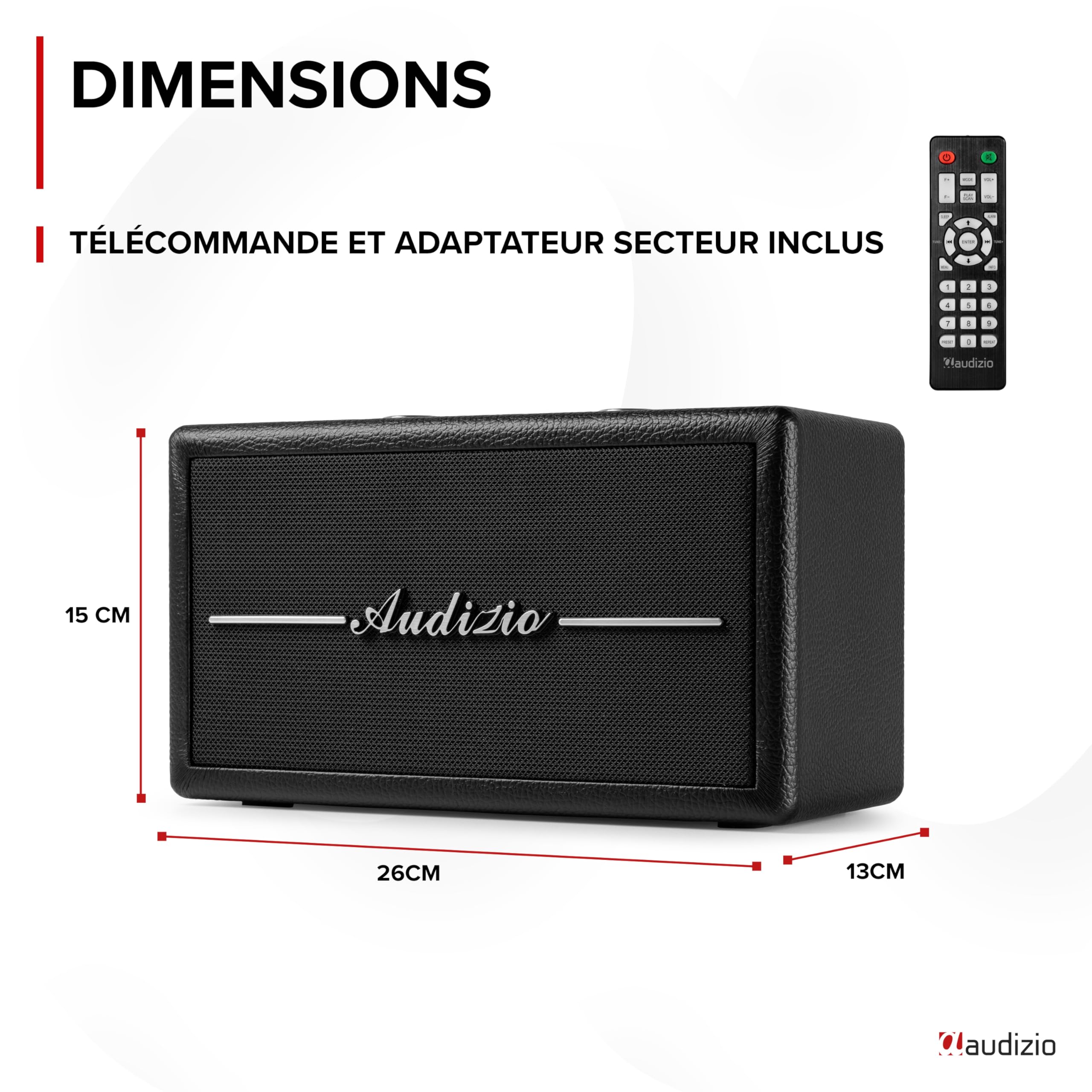 Audizio Tune60 - Radio Dab+/FM BT sans Fil Rétro Noire | Lecteur USB/SD, Alarme & Écran LCD | Radio Vintage Portable Secteur ou Piles