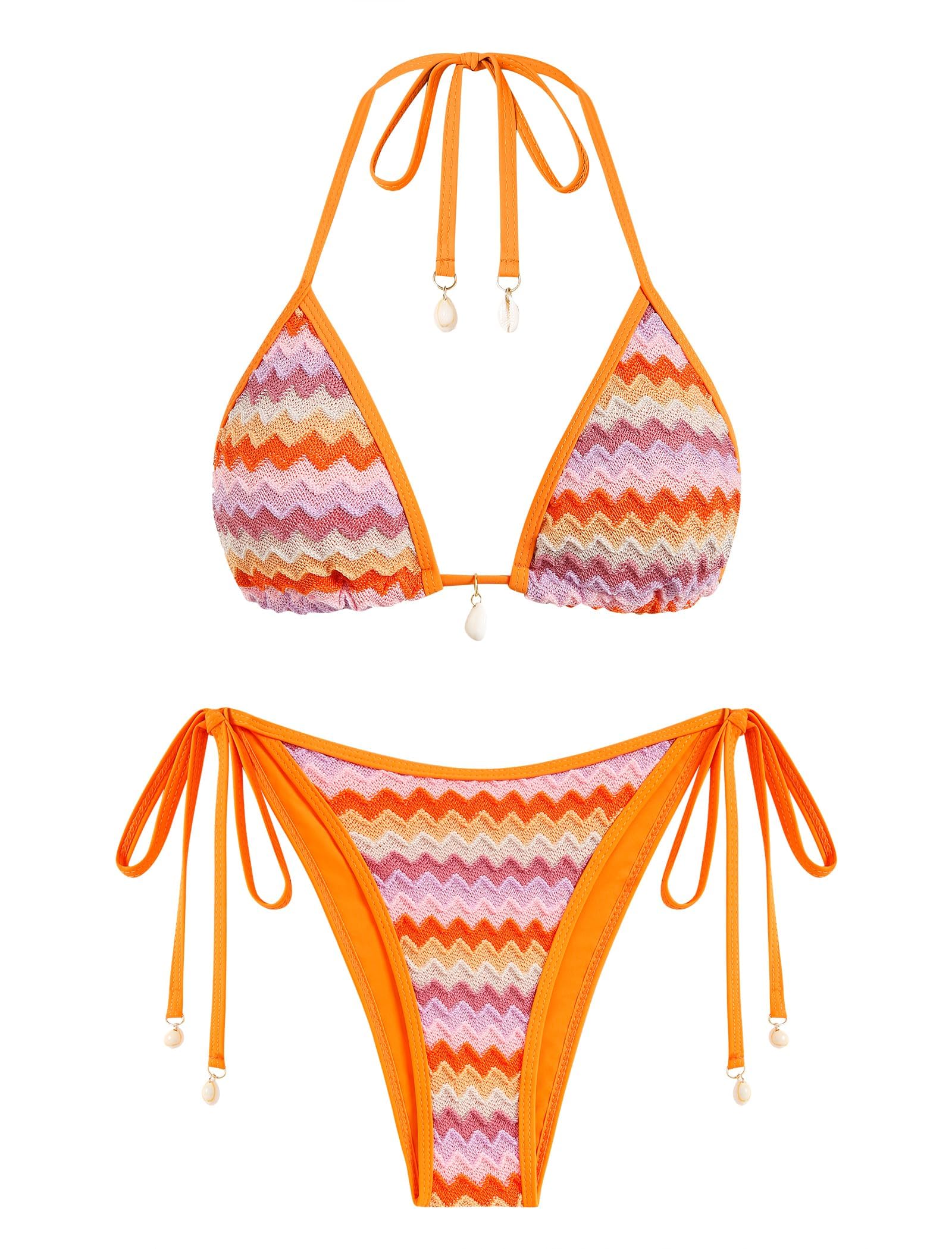 ZAFUL Conjunto de Bikini para Mujer, diseño con Textura Tejida, Sexy, Estilo brasileño, de Dos Piezas, Traje de baño