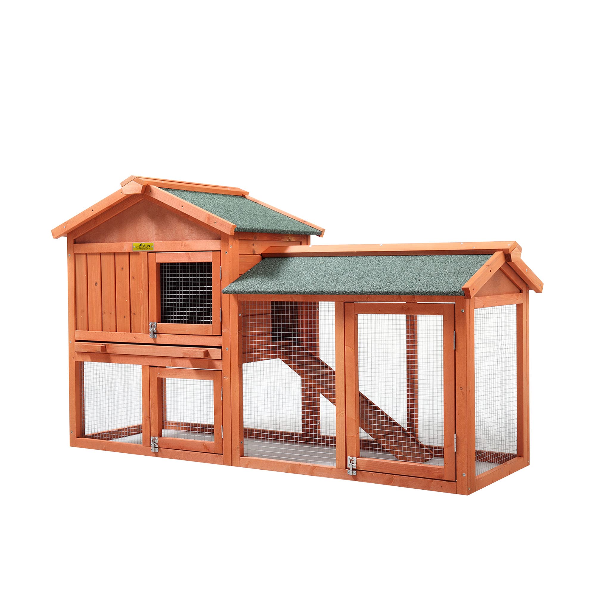 COZIWOW 2Tier Rabbit Hutch Indoor/Outdoor, Weatherproof Wooden Bunny