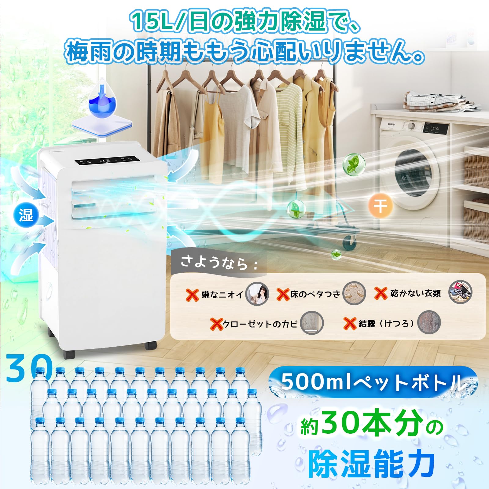 Amazon | スポットクーラー【2026新型工事不要】衣類乾燥除湿機 冷風機