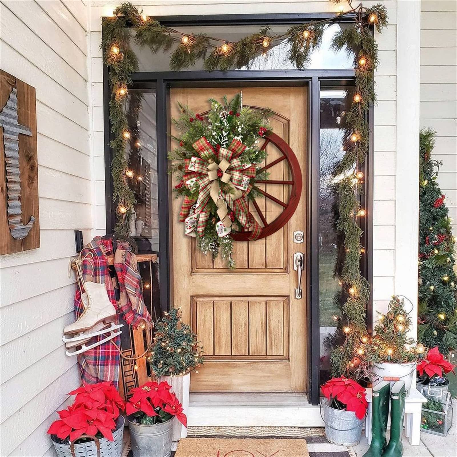 Ghirlanda di Natale, ghirlande per Porte Natale all'aperto, ghirlande Artificiali per ghirlande di Natale per pareti, finestre, Scale, Decorazioni per la casa dell'auto