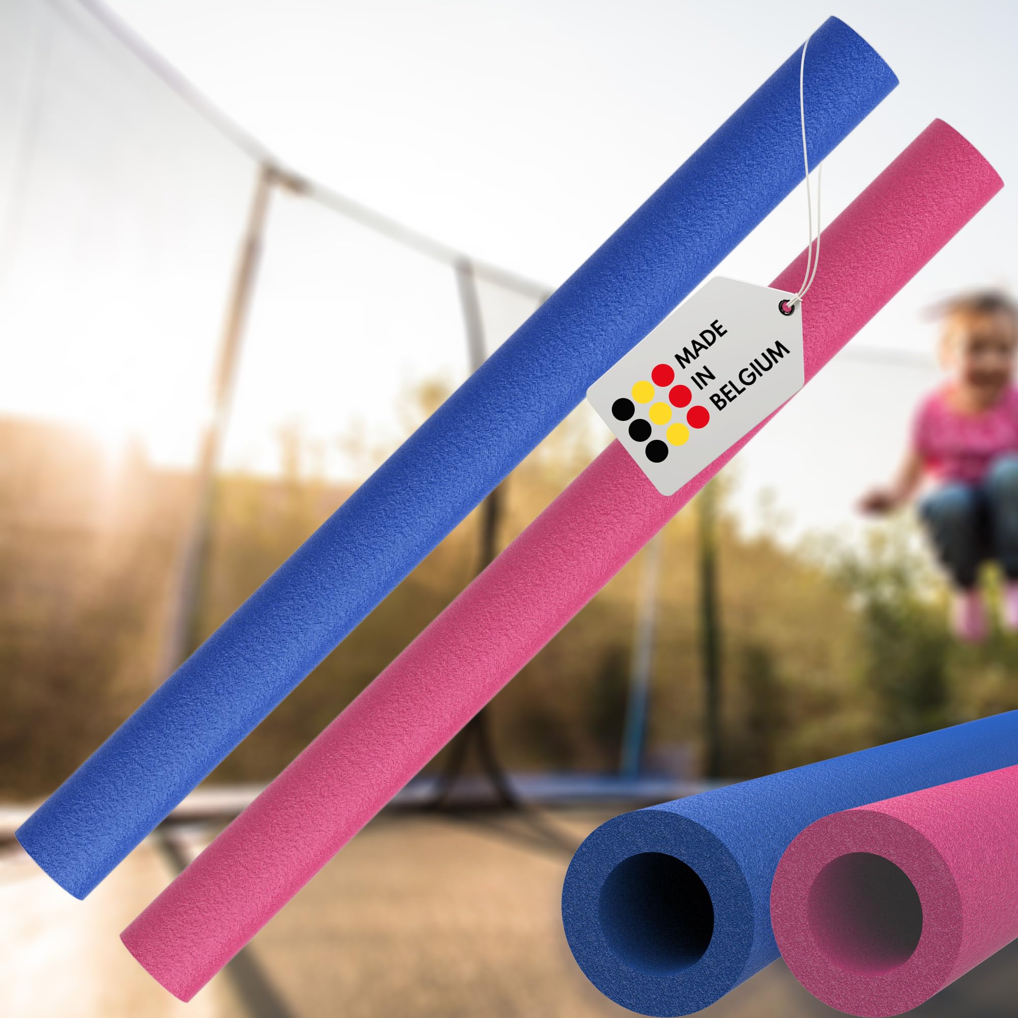 AWM Trampolin Schaumstoff 1000 mm Schaumstoffrohre Schaumstoffpolster Stangenschutz Made in Belgium (20, Mix - Pink + Blau)