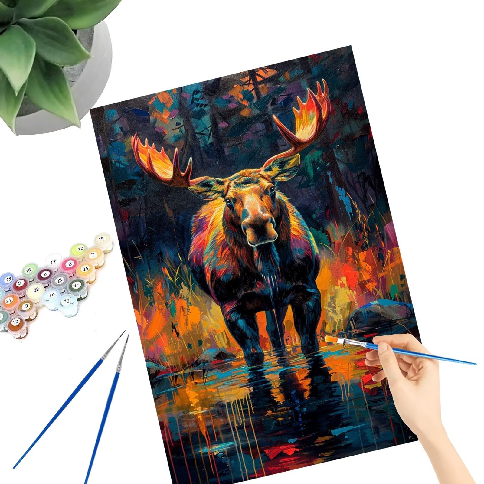 Peinture Numero Adulte Cerf Peinture Par NuméRos Grand Format Animal Loisirs CréAtifs Adultes Enfant DIY NuméRo D'Art Complet Kit DéButants ,Cadeau GarçOns Filles 3+ Ans, Sans Cadre 70x140cm M-1002