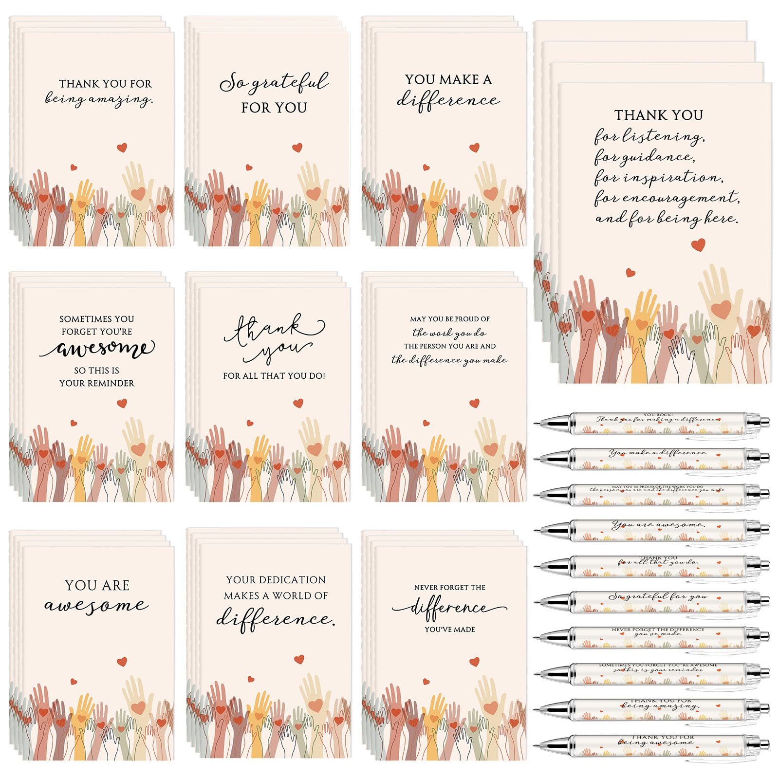 Tondiamo 40 Sets Volunteer Appreciation Gifts Volunteer Notepads with Inspirational Pens and Bags Thank You Gift for Coworker Teacher Nurse