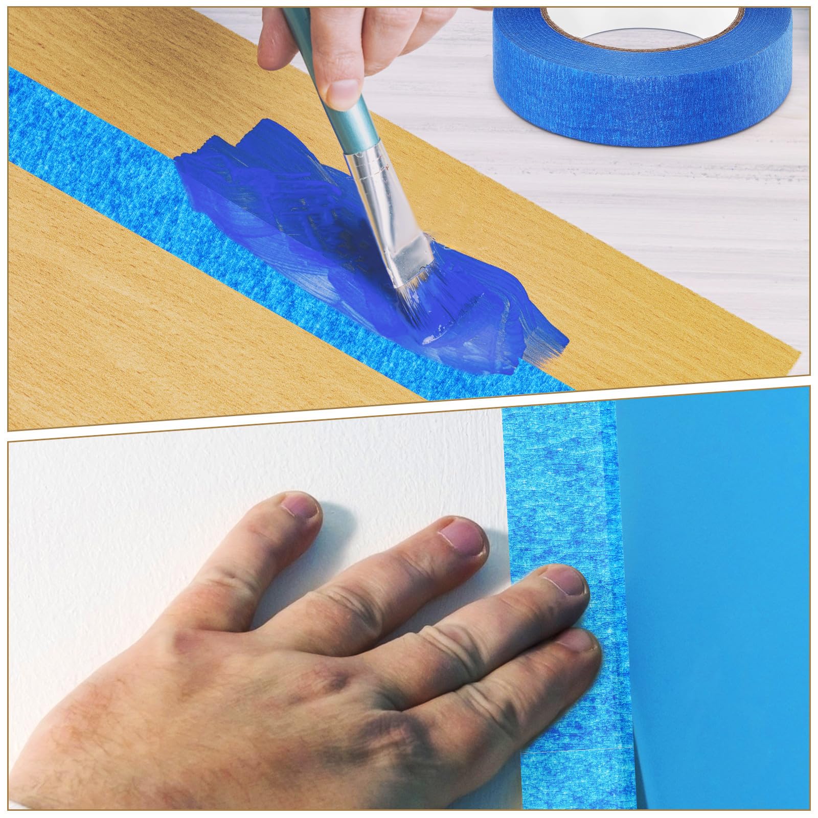 Ruban de Masquage Bleu 5 Rouleaux 50m Adhésif Surface Écrivable et Retrait Propre pour Peinture et Travaux Artistiques