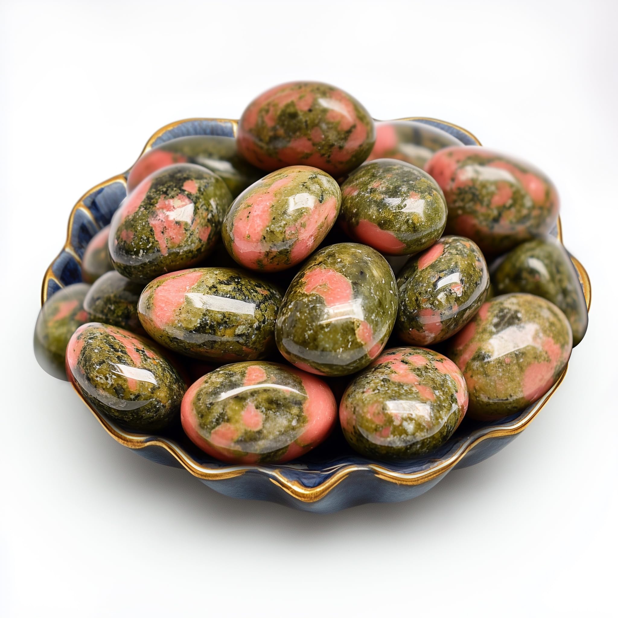 Polished Stone Set Unakite Crystals, 0.8" Handpicked Tumbled Gemstones Rocks, Pebbles for Reiki, Chakra, Healing, Home Decor