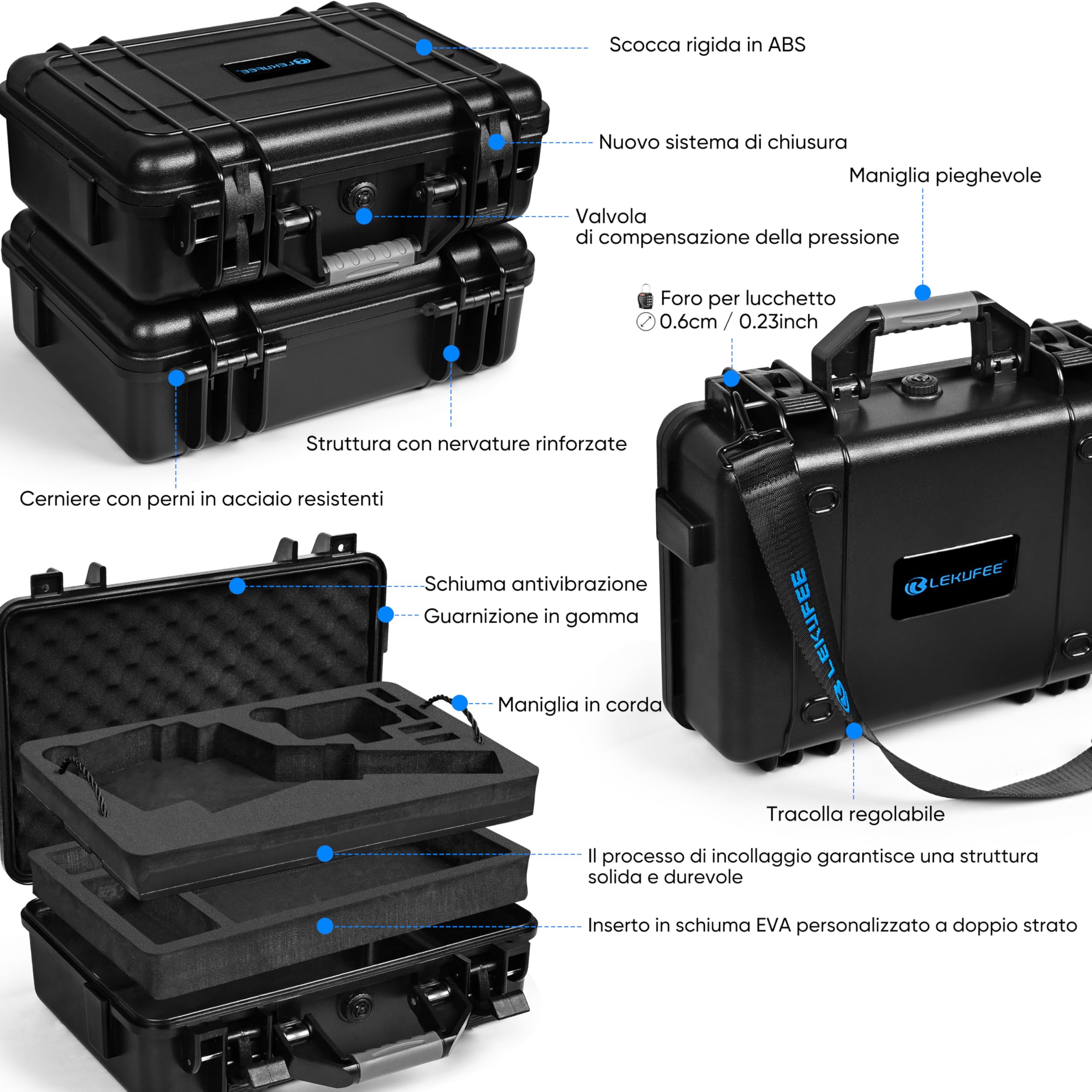 LEKUFEE Custodia Rigida Impermeabile per GoPro Fluid Pro AI - Stabilizzatore, fotocamere GoPro Hero 13/12/11/10/9, Media Mod e altri accessori (solo custodia)