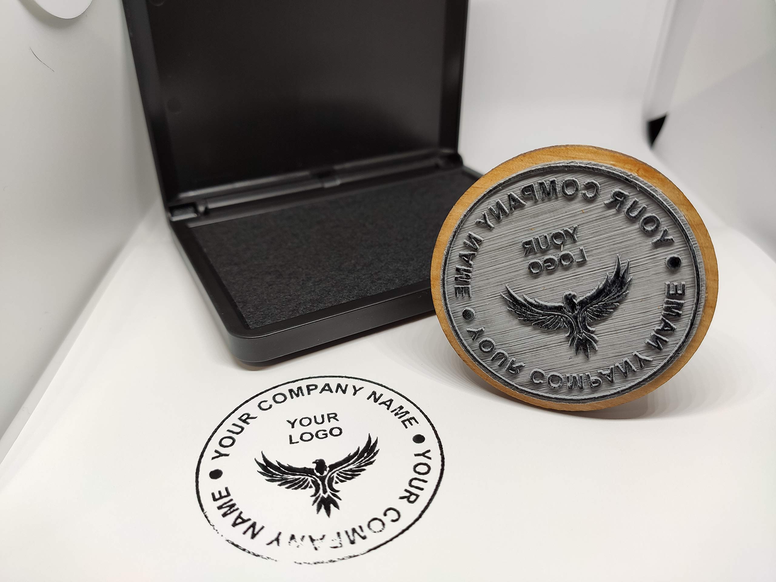 Timbro di gomma su ordinazione fatta a mano grande legno solido fornito con tampone di inchiostro