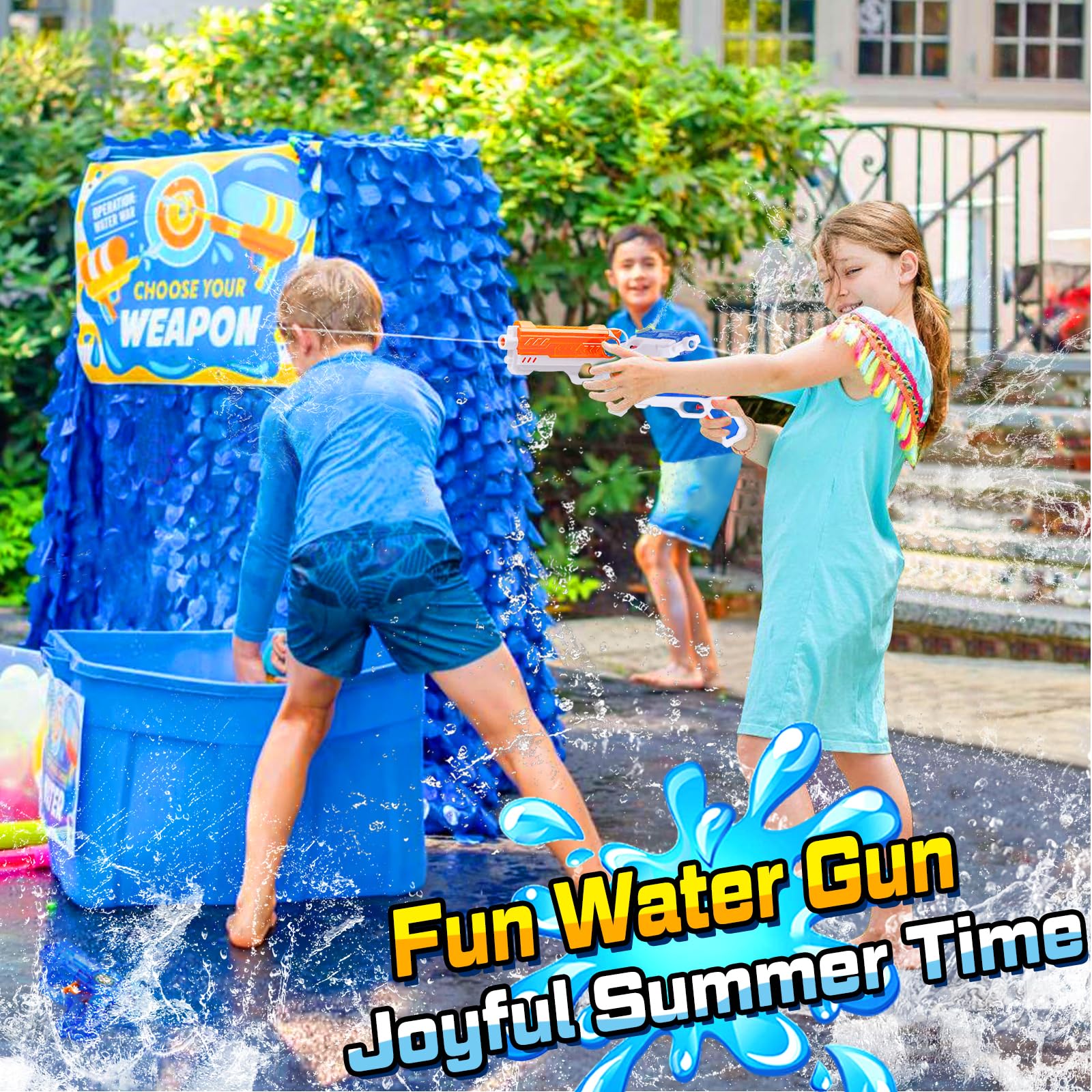 Quanquer Lot de 2 pistolets à eau pour enfants, 280 ml, avec portée de 9 mètres, jouets pour fêtes de jardin, piscine, autres activités de plein air pour garçons et filles