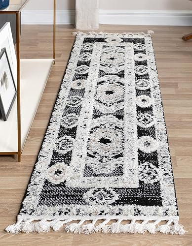 Unique Loom Cherokee Collection - Alfombra de área Boone (Runner 2 pies 0 pulgadas x 12 pies 0 pulgadas, gris fósilmarfil)