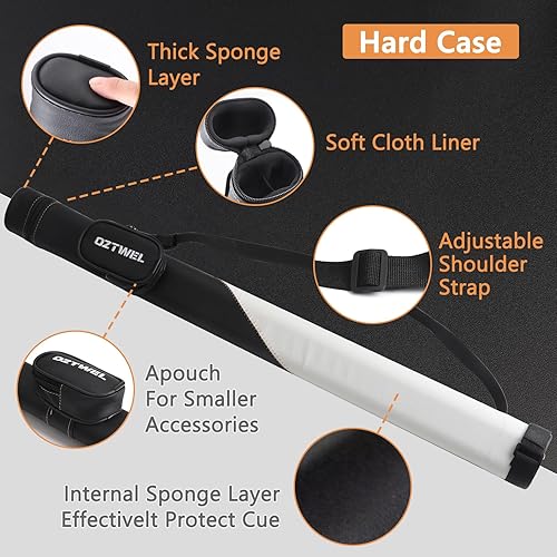 Miniatura 5 de Taco de piscina con estuche, palo de taco de piscina de fibra de vidrio de 0.504 in, kit de taco de piscina, juego de taco de piscina profesional de