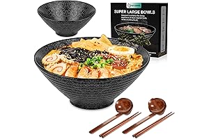 Elegant 60oz Ceramic Japanese Ramen Bowl Set
