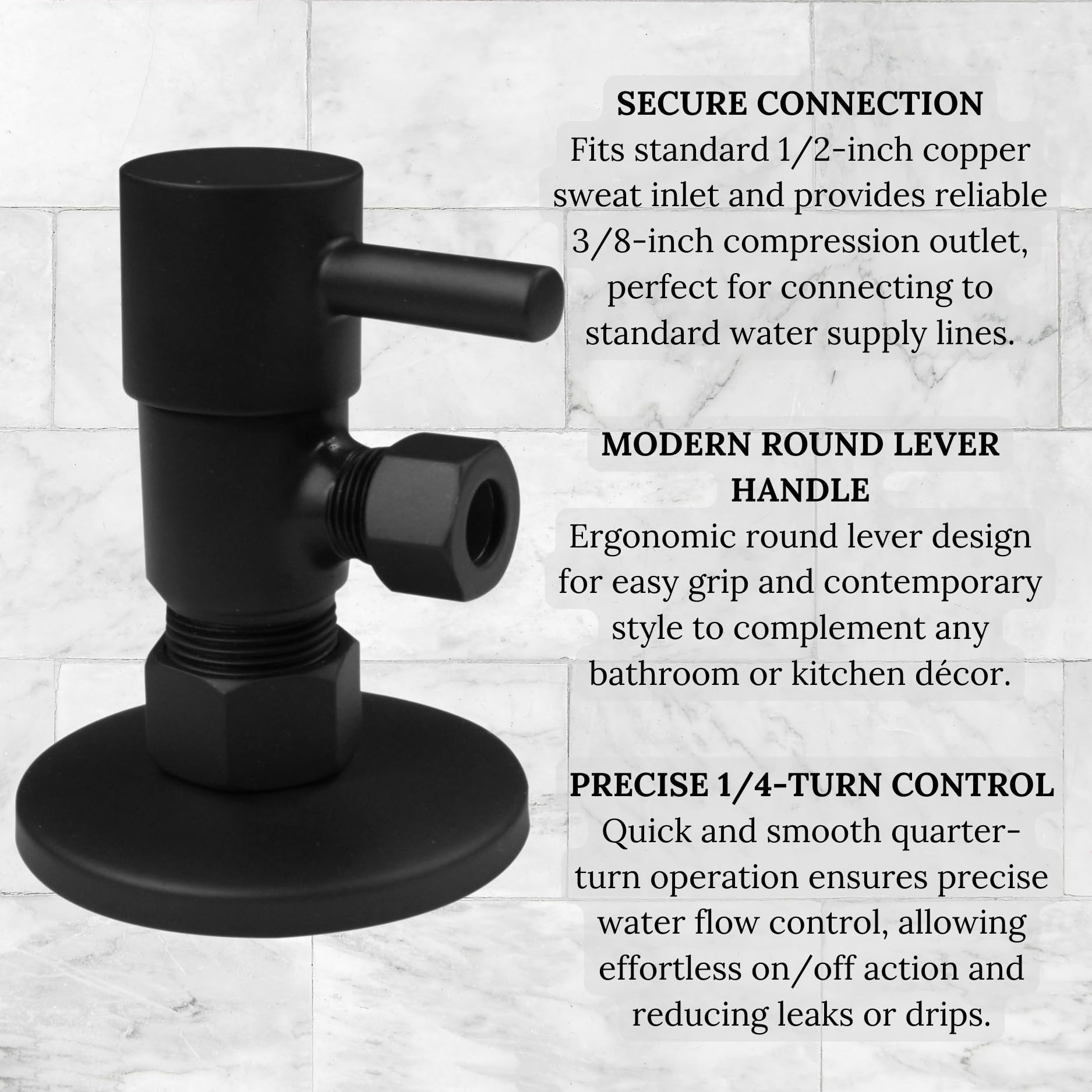 Westbrass A105QR-62 Round Lever 1/4-Turn Angle Stop 1/2