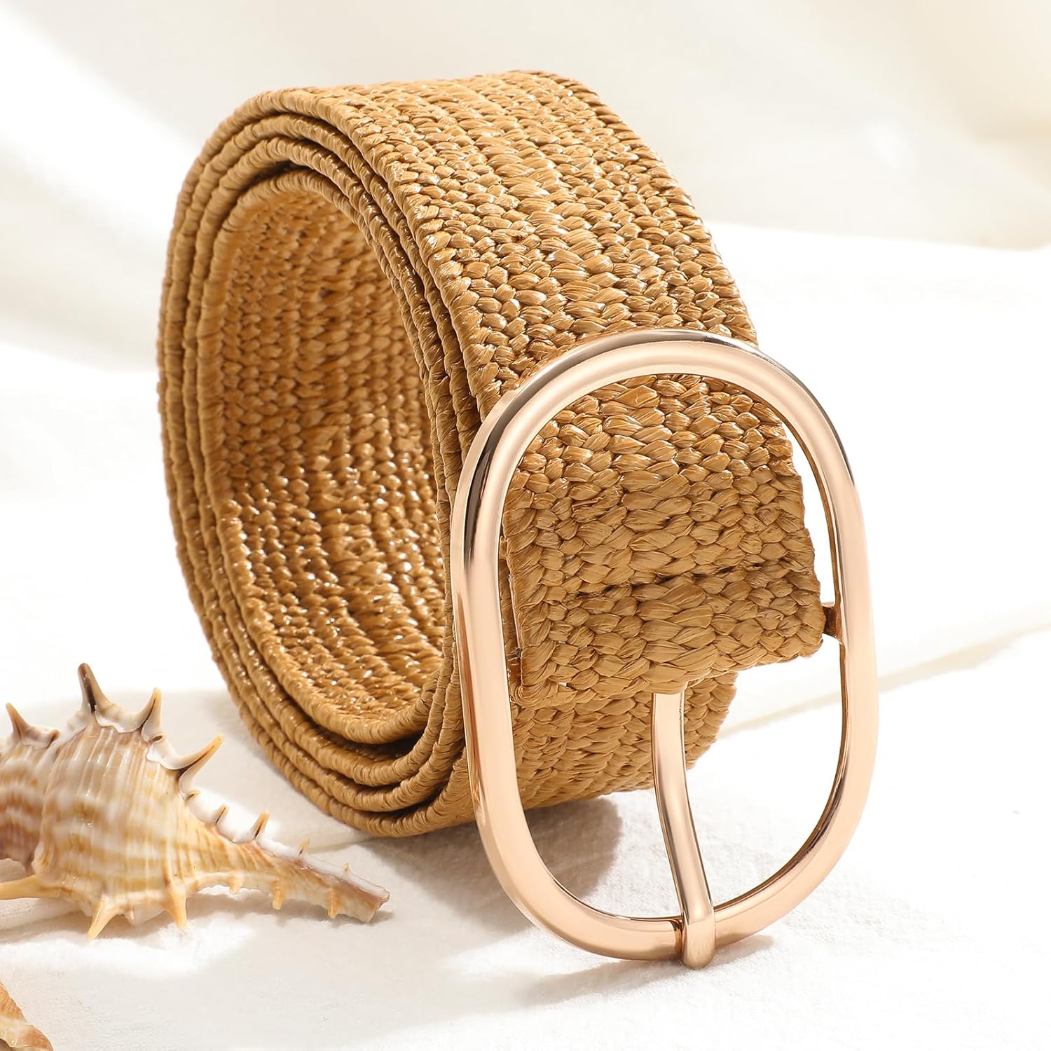 XZQTIVE Straw Woven Elastic Braided Waist Belt for Women Stretch Summer Boho Raffia Dresses Belt for Beach Vacation - Image 5