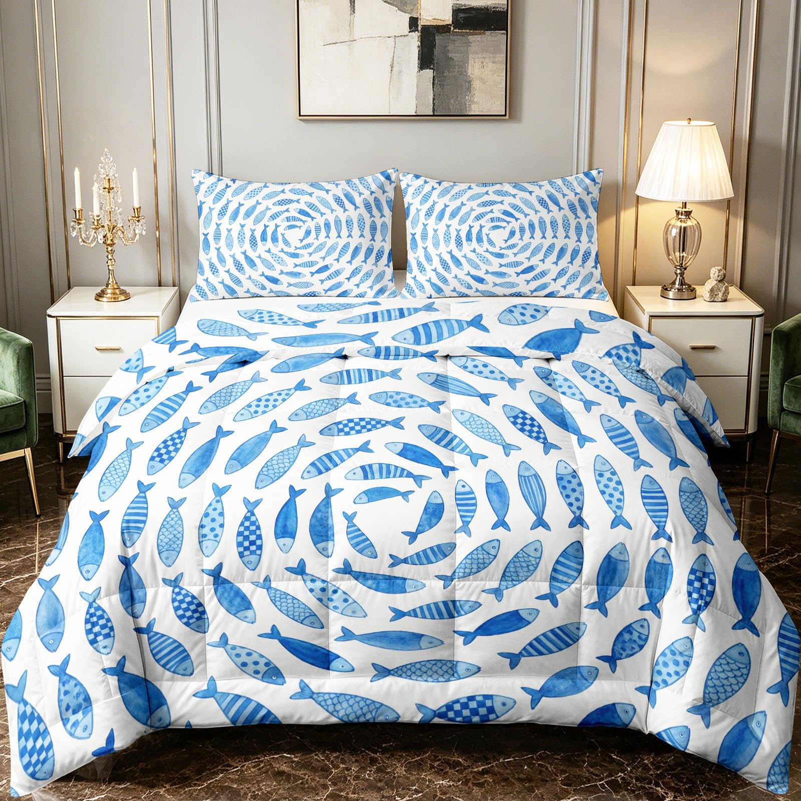 3 pz Fun Ocean Piumini Coverless con Scuola di Pesce Circles concentrici
