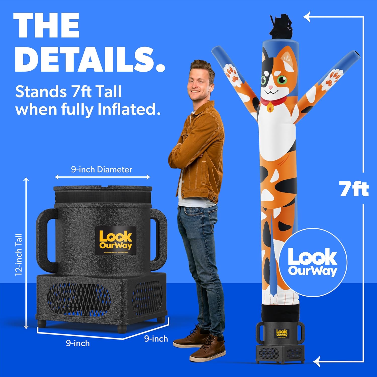 LookOurWay Air Dancers Wacky Waving Inflatable Tube Guy | 7ft Tall Inflatable Advertising Waving Dancing Man with Blower | Birthday Theme, Cat