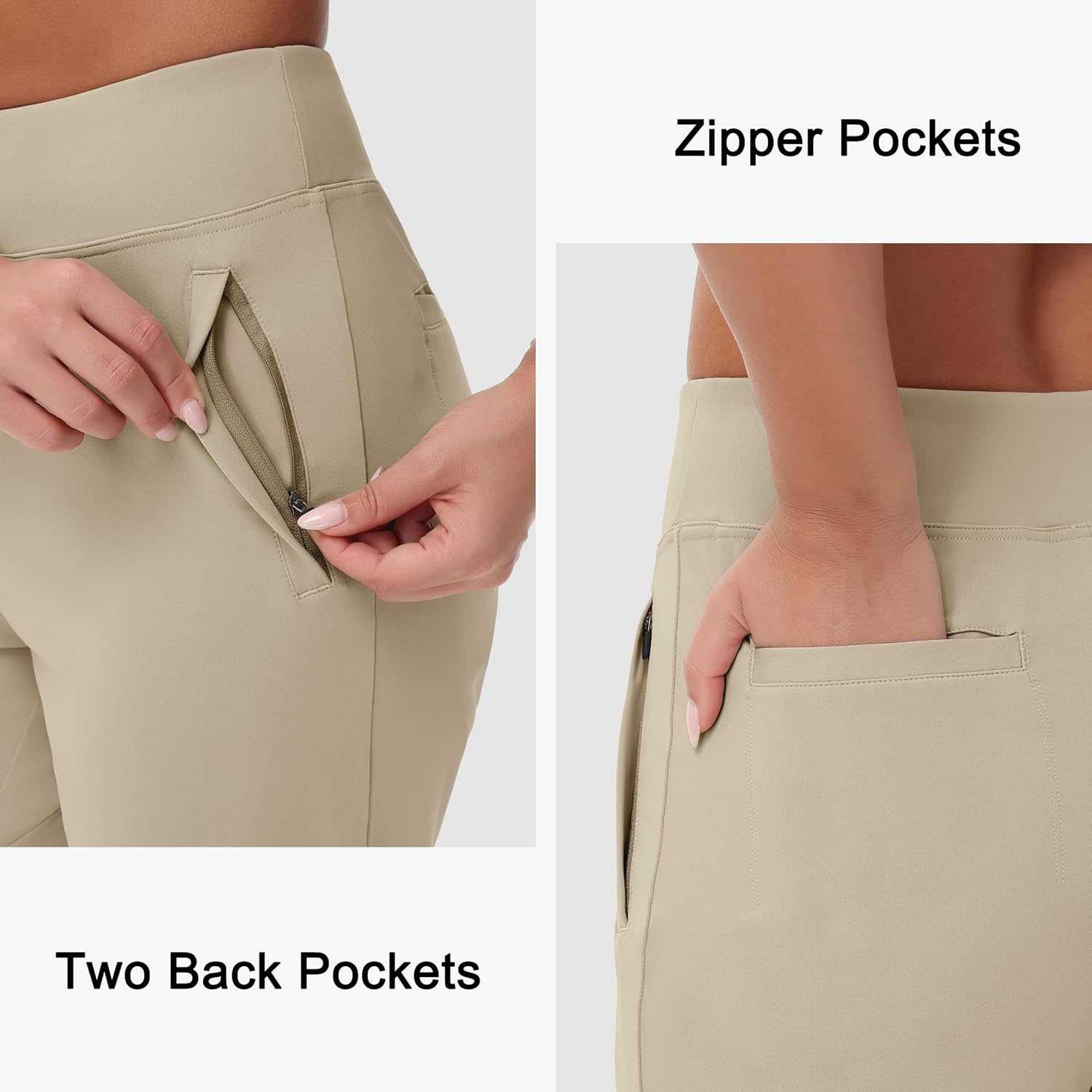25"/27" Womens Golf Pants Stretch Travel Ankle Cropped Pant High Waist with Zipper Pockets 7/8 Work Business Casual - Image 3