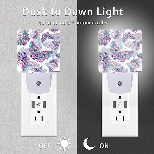 Miniatura 3 de Oeaskly Luz nocturna de mariposas, coloridas mariposas moradas, luces nocturnas enchufables a la pared para niños y niñas, lámpara LED para