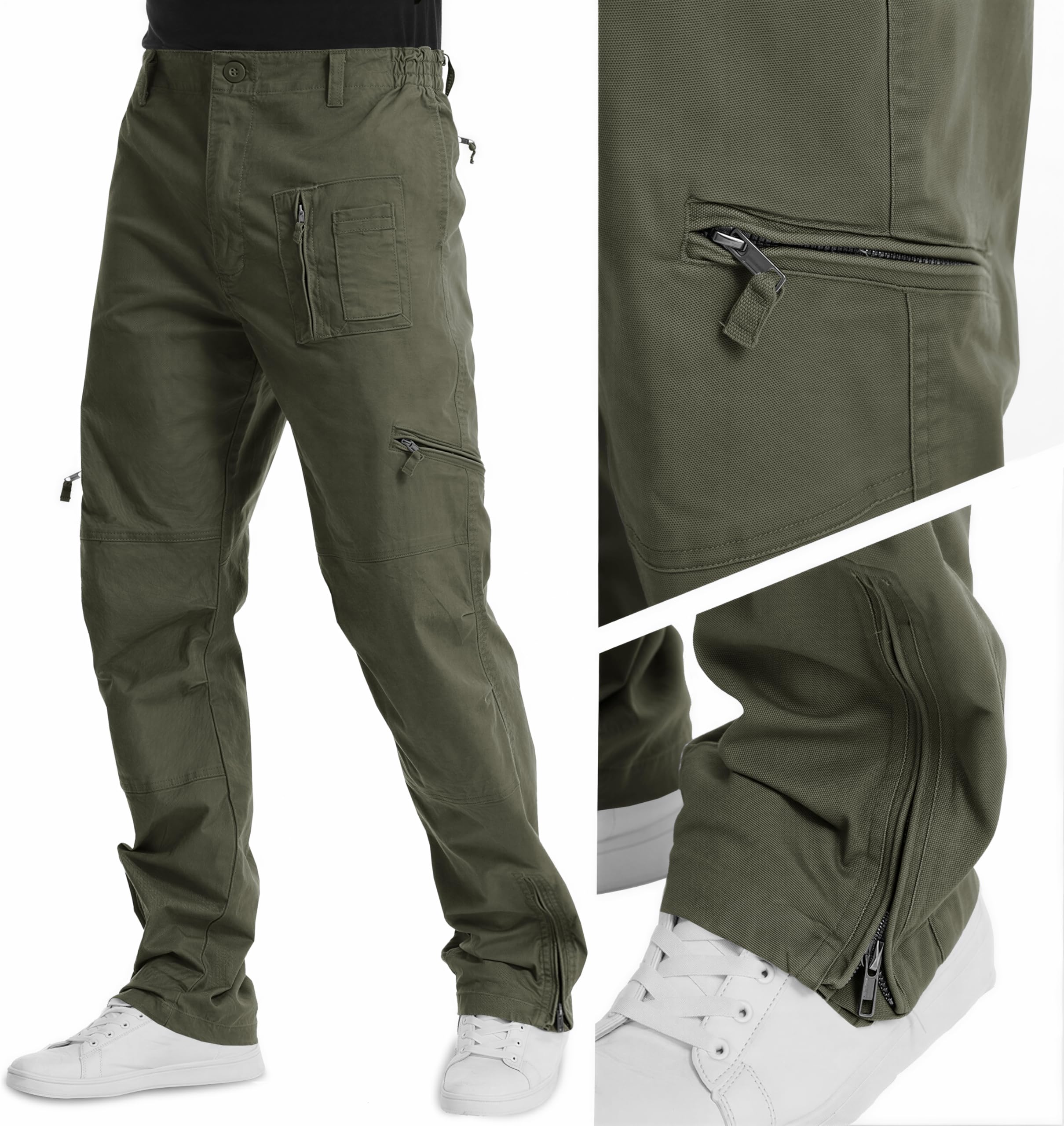 Magcomsen Pantaloni cargo in cotone da lavoro, attività all’aperto, campeggio, escursionismo, modello largo
