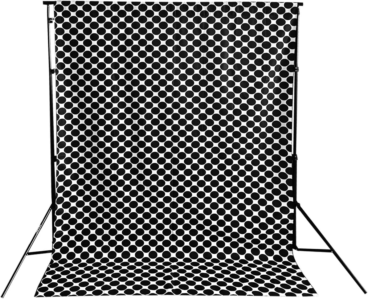 lovemyfabric Cotton 2 Inch Polka Dot Print Curtain Panel/Stage Backdrop/Photography Backdrop/Photo Studio Background Black on White (1, 56"x108")