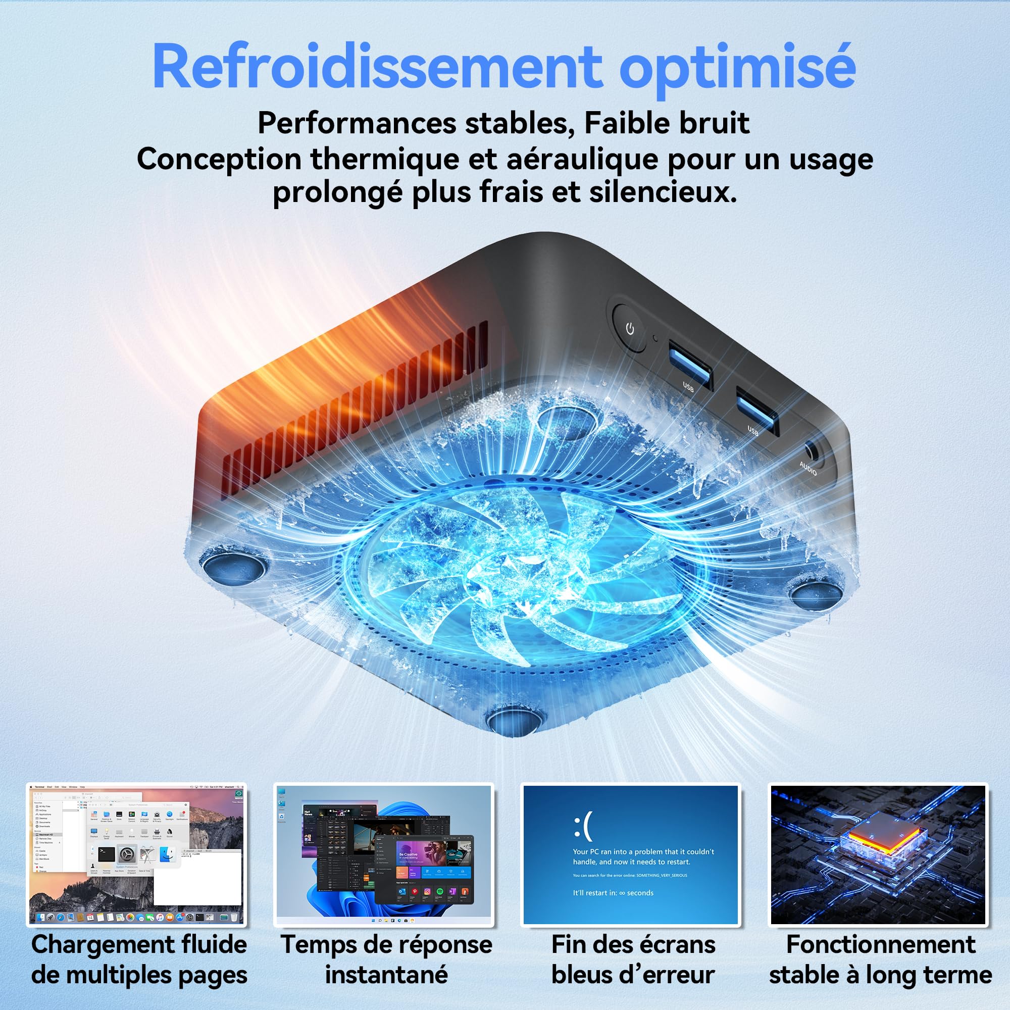 Blackview MP50 Radeon Vega 8 Mini PC avec Souris et Clavier, AMD Ryzen 5, Win-11 Pro, 16Go+512Go SSD, 4K@60Hz HDMI+DP, WiFi Double Bande Mini Ordinateur de Bureau, Idéal École/Maison/Bureau