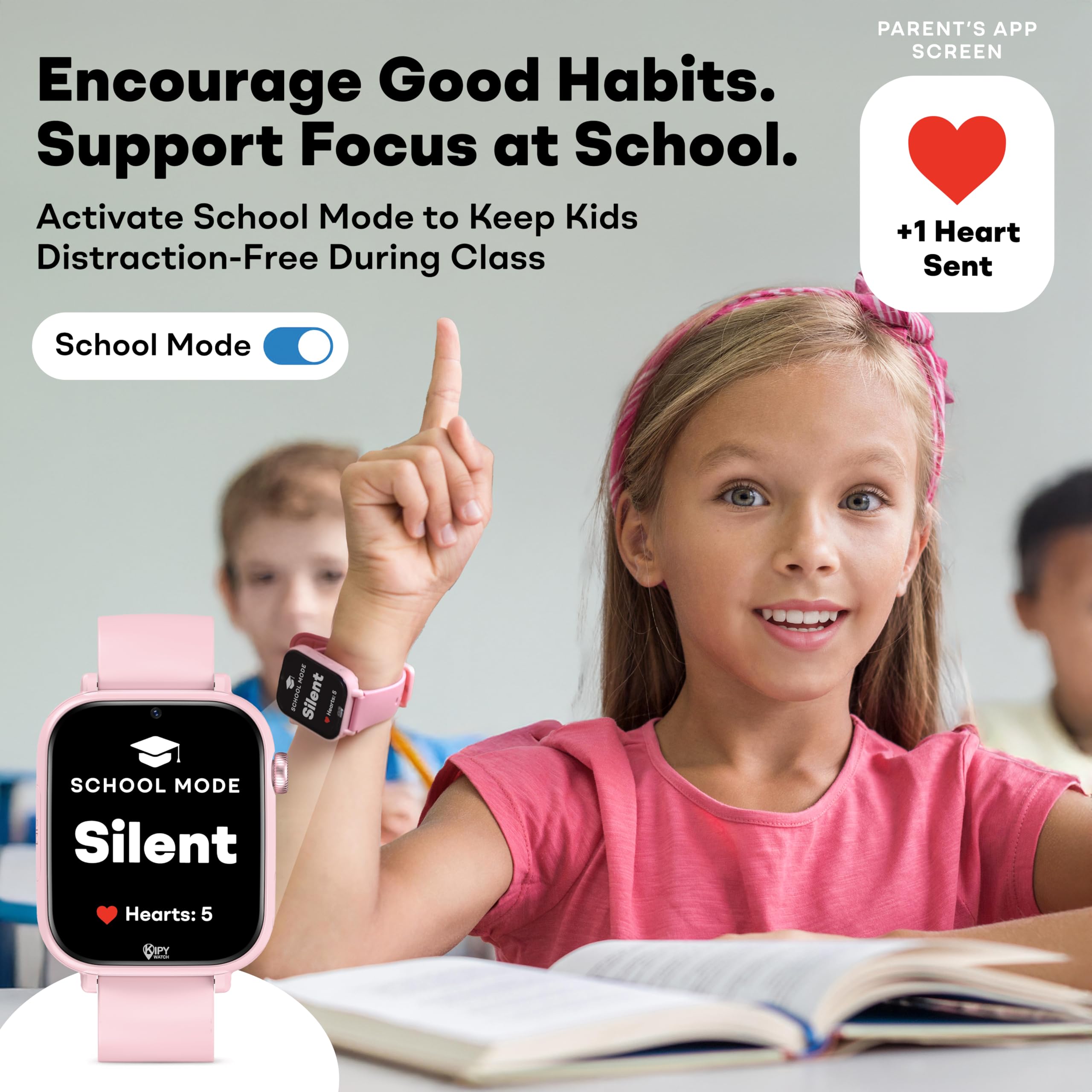 Kipywatch Smart Watch per bambini – Smart Watch per bambini con GPS Tracker e allarme zone sicure – SMS, voce e videochiamata – con modalità scuola – App genitori, abbonamento richiesto, regali per