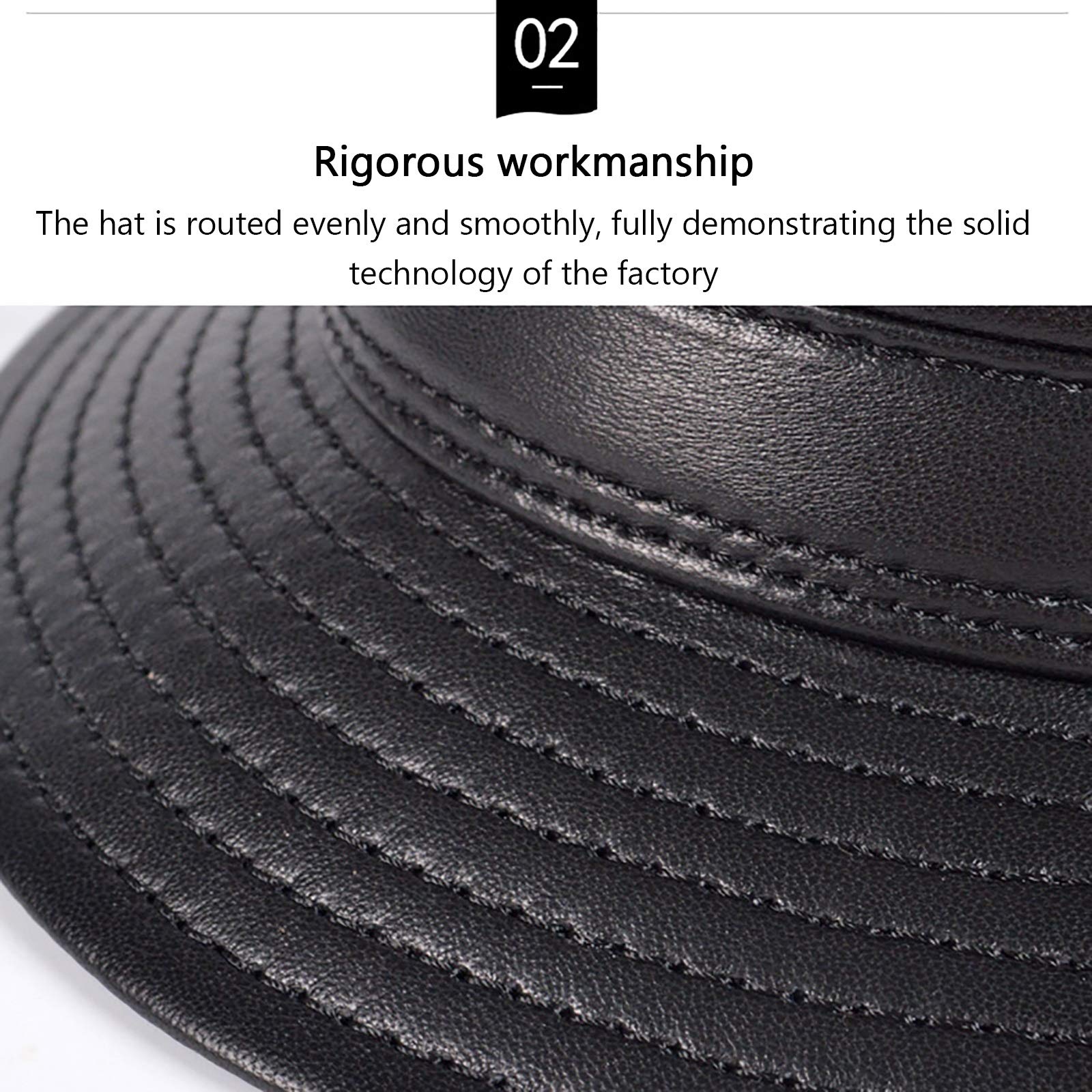 Sombreros de invierno, cuero genuino Jazz Cap de hombres Fedoras Hat Cowhide Big Brim con estilo con estilo
