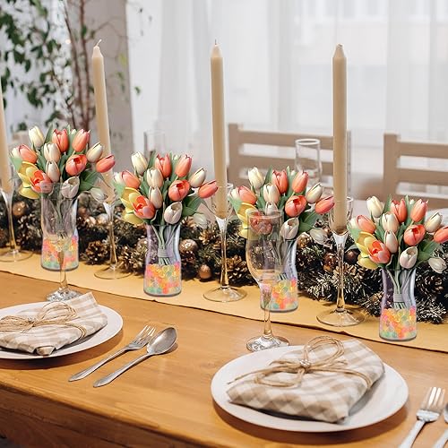 Miniatura 9 de Jarrón de cristal iridiscente de 8 pulgadas, centro de mesa de estilo bohemio moderno para flores, decoración del hogar, boda, inauguración de la