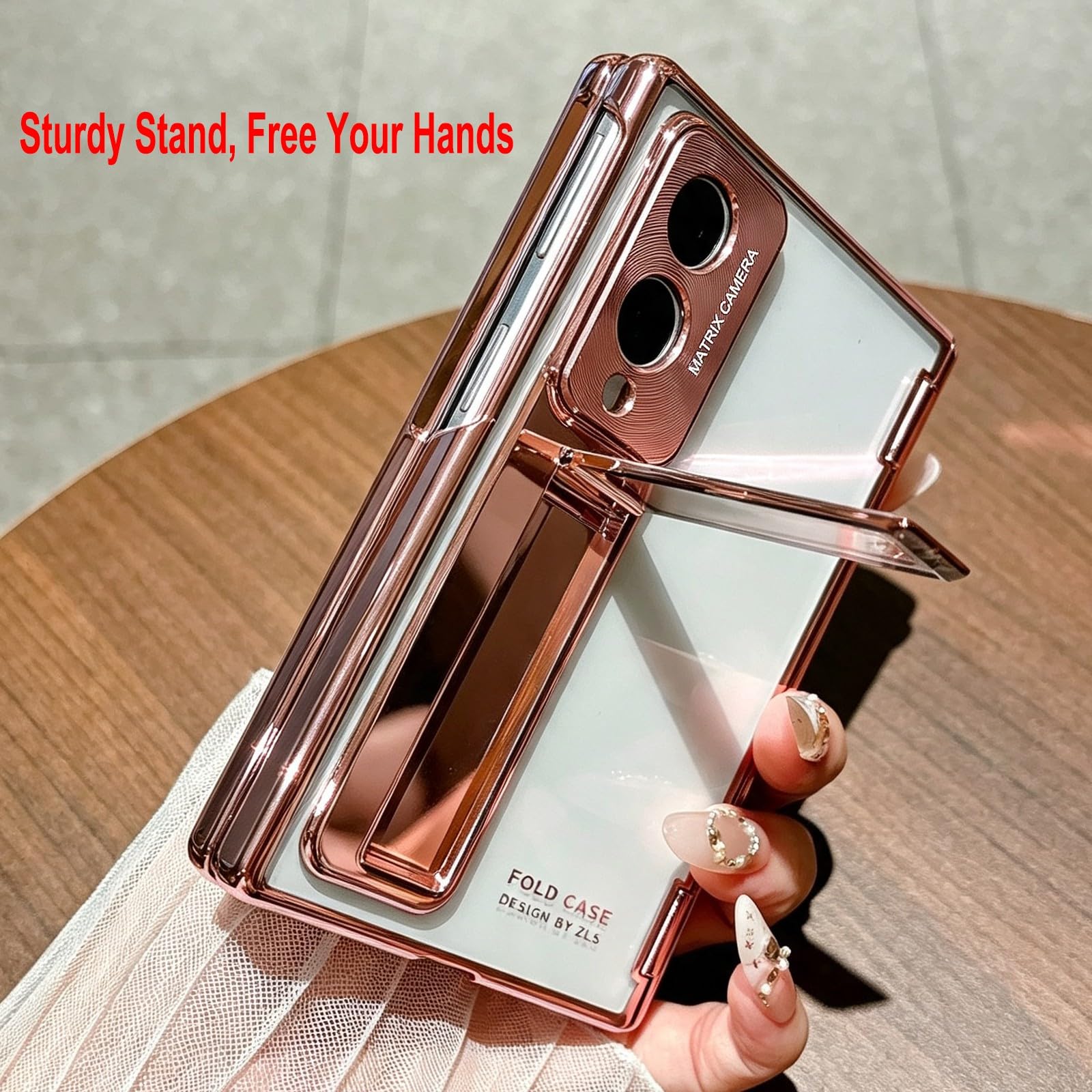 Generic Custodia compatibile con Samsung Galaxy Z Fold 6 (colore: argento) protezione cerniera posteriore trasparente custodia con copertura dello schermo