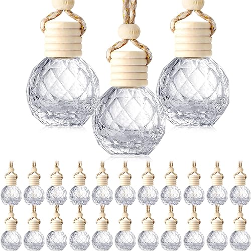 Miniatura 12 de BBTO 50 piezas de ambientador de coche colgante Botellas de difusor de coche Ambientador de perfume de botella de vidrio vacía Difusor de botella