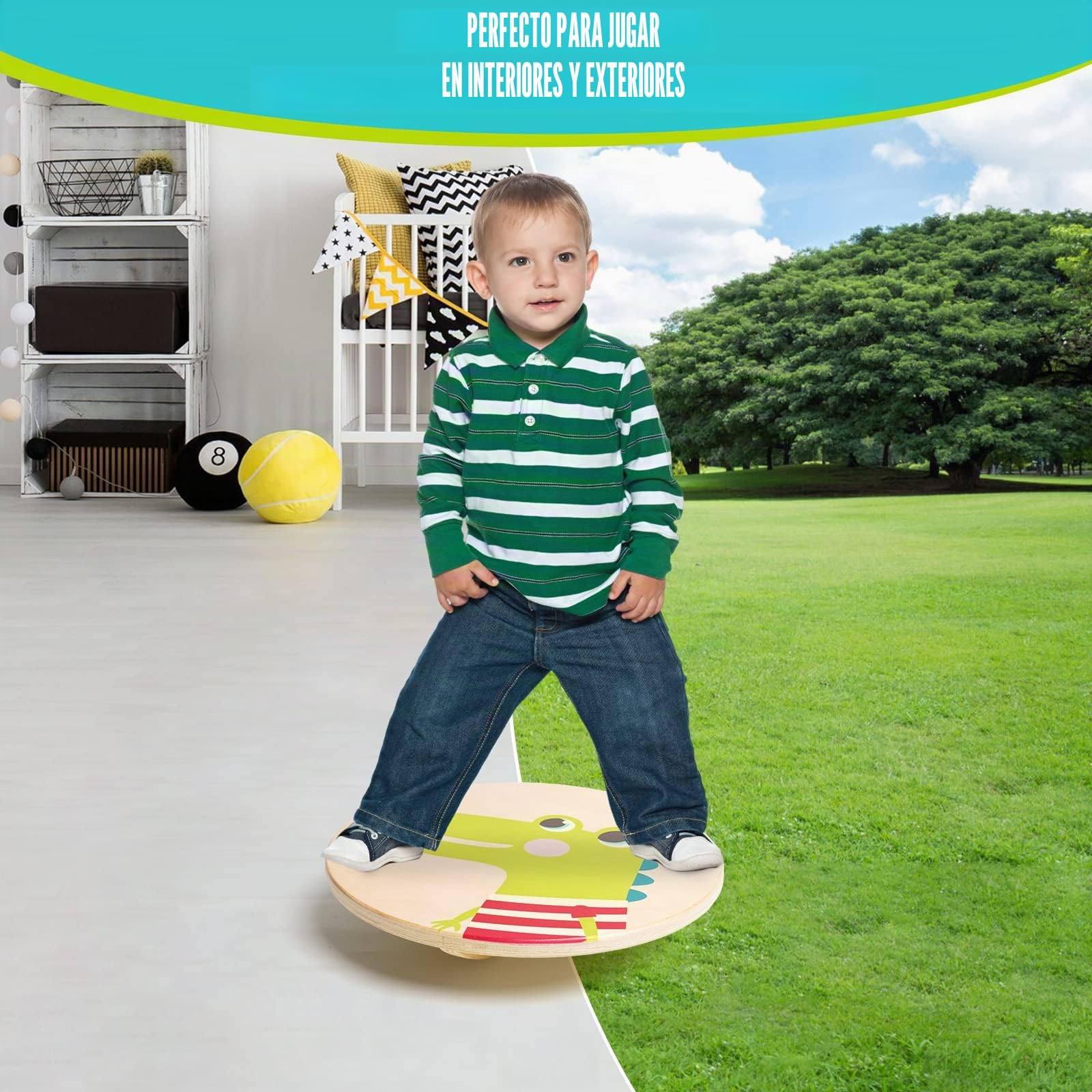 Tabla de Equilibrio de Madera para Niños, Balance Board para Niños, Piedras de Equilibrio para Entrenamiento de Equilibrio en Interiores y Exteriores
