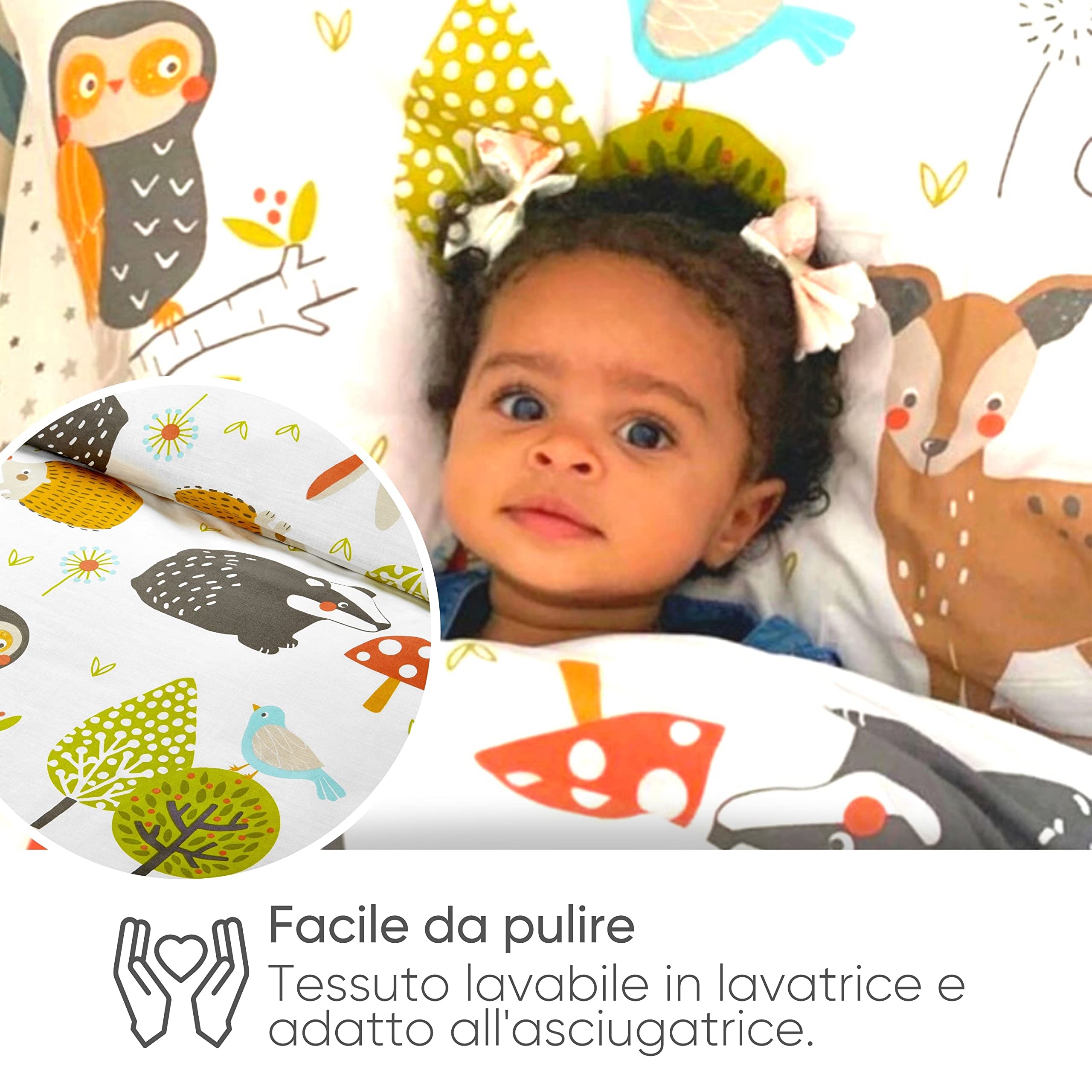 Bloomsbury Mill - Set Copripiumino Singolo Animali del Bosco - Lenzuola Letto Singolo Reversibile Per Ragazzi e Ragazee - Set di biancheria da letto per bambini - 135 x 200 cm e Federe