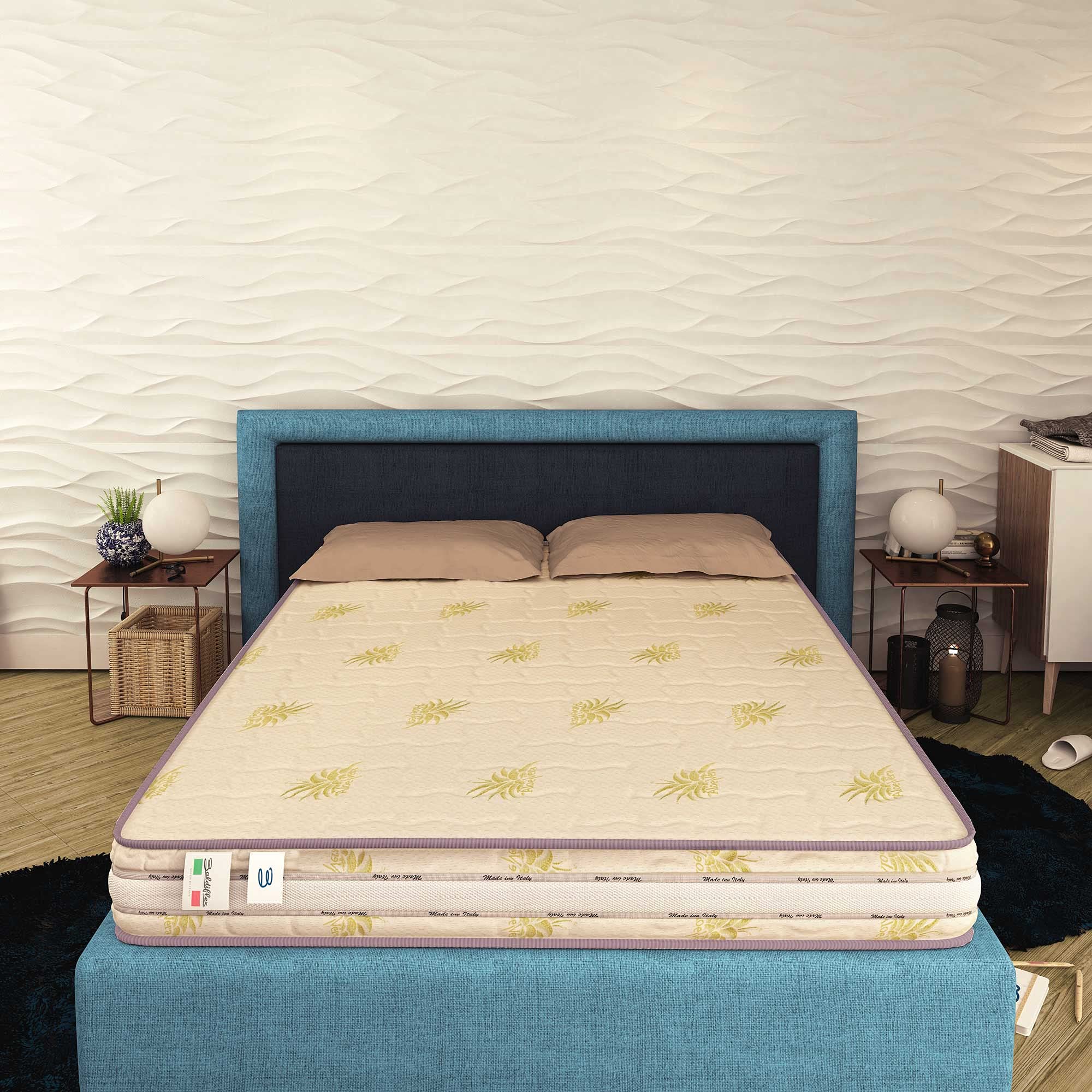 Baldiflex Emporio Materasso alto 20 cm in Memory Foam e Molle, Matrimoniale 160x190 cm, 3 cm Memory, Rivestimento in Aloe Vera con Fascia Traspirante, Ortopedic Memory