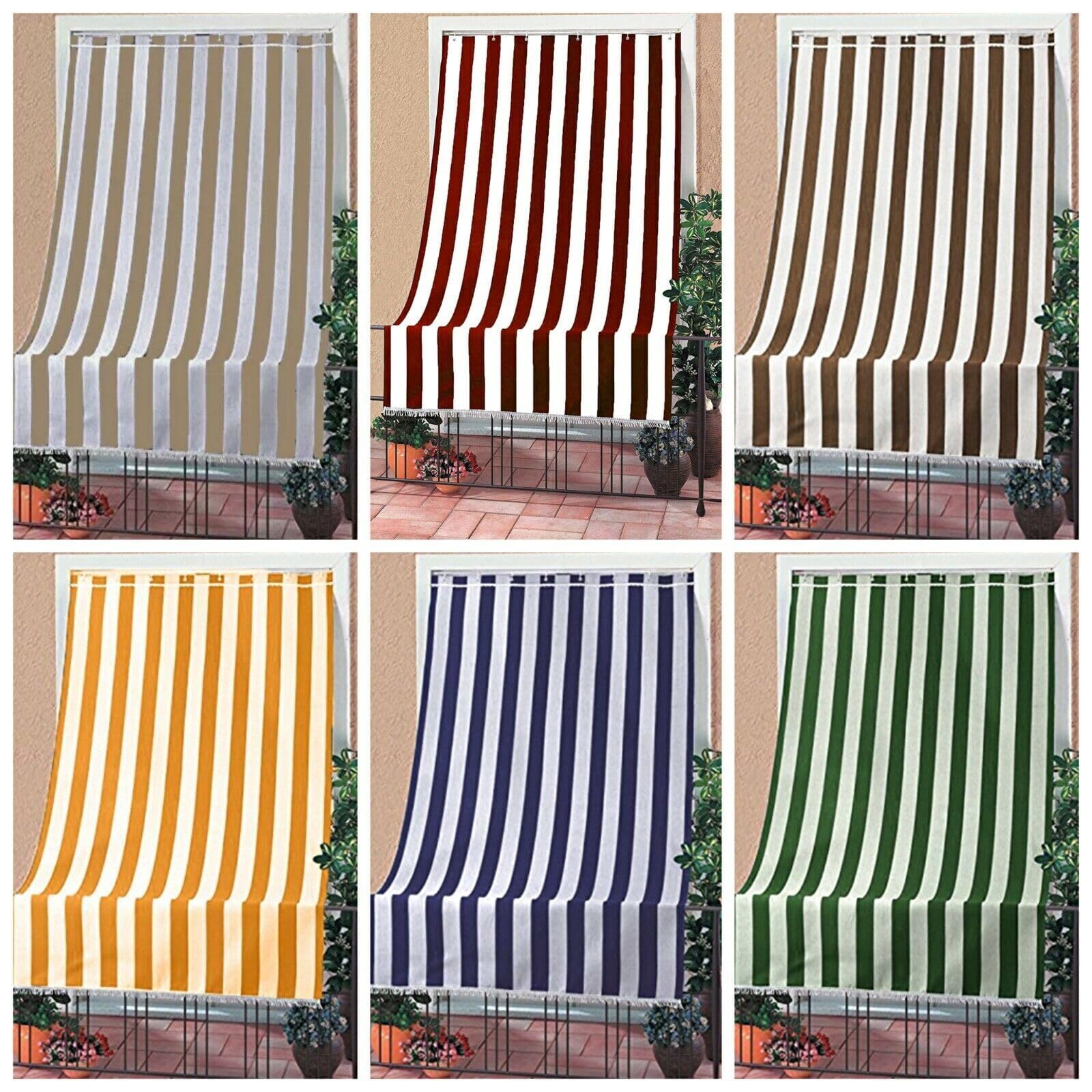 Corredocasa Tenda da Sole a Tinta Unita o Righe da Esterno - Ideale per Balcone Veranda Terrazzo terrazzino casa con Anelli e Ganci Tessuto Resistente (140L x 250A cm (1 Pannelli), Arancio Righe)