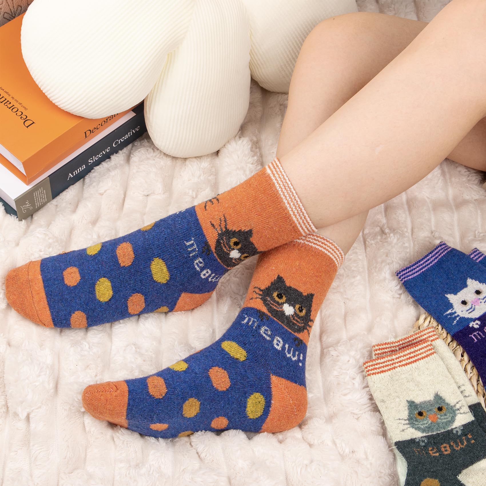 YSense Snug 5 Paia di Calze Calde Invernali da Donna - Calze di Lana Comode per Escursionismo, Multicolore