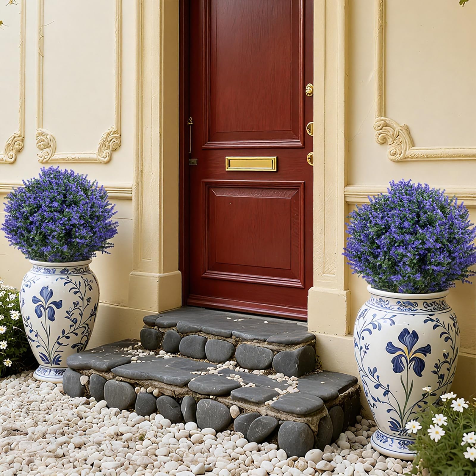 Lavande Artificielle Lot de 2, piquets en Fer, déco Jardin extérieur