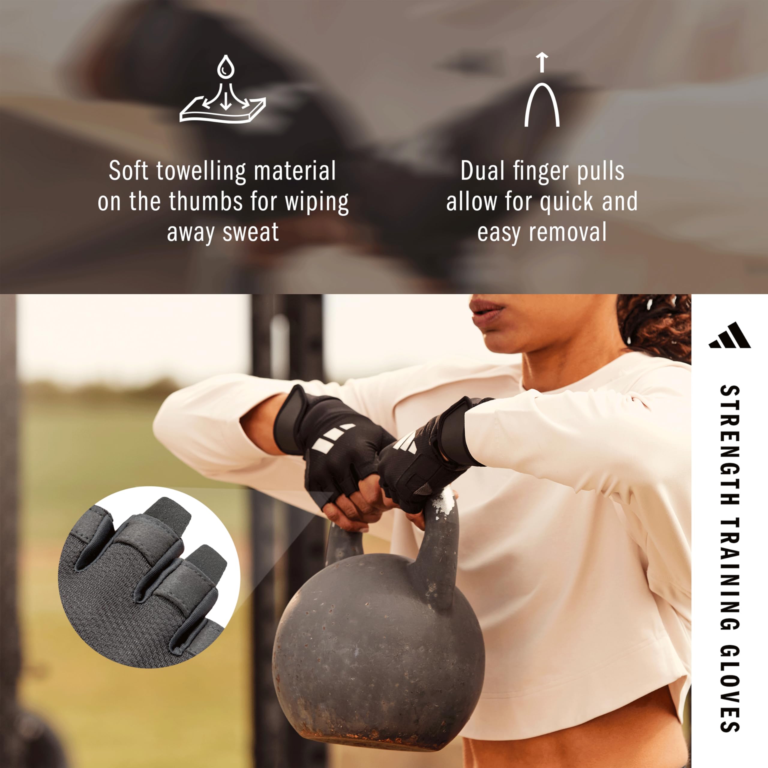 adidas Strength, guanti da allenamento, traspiranti, imbottiti con poggiapolsi in cinque misure