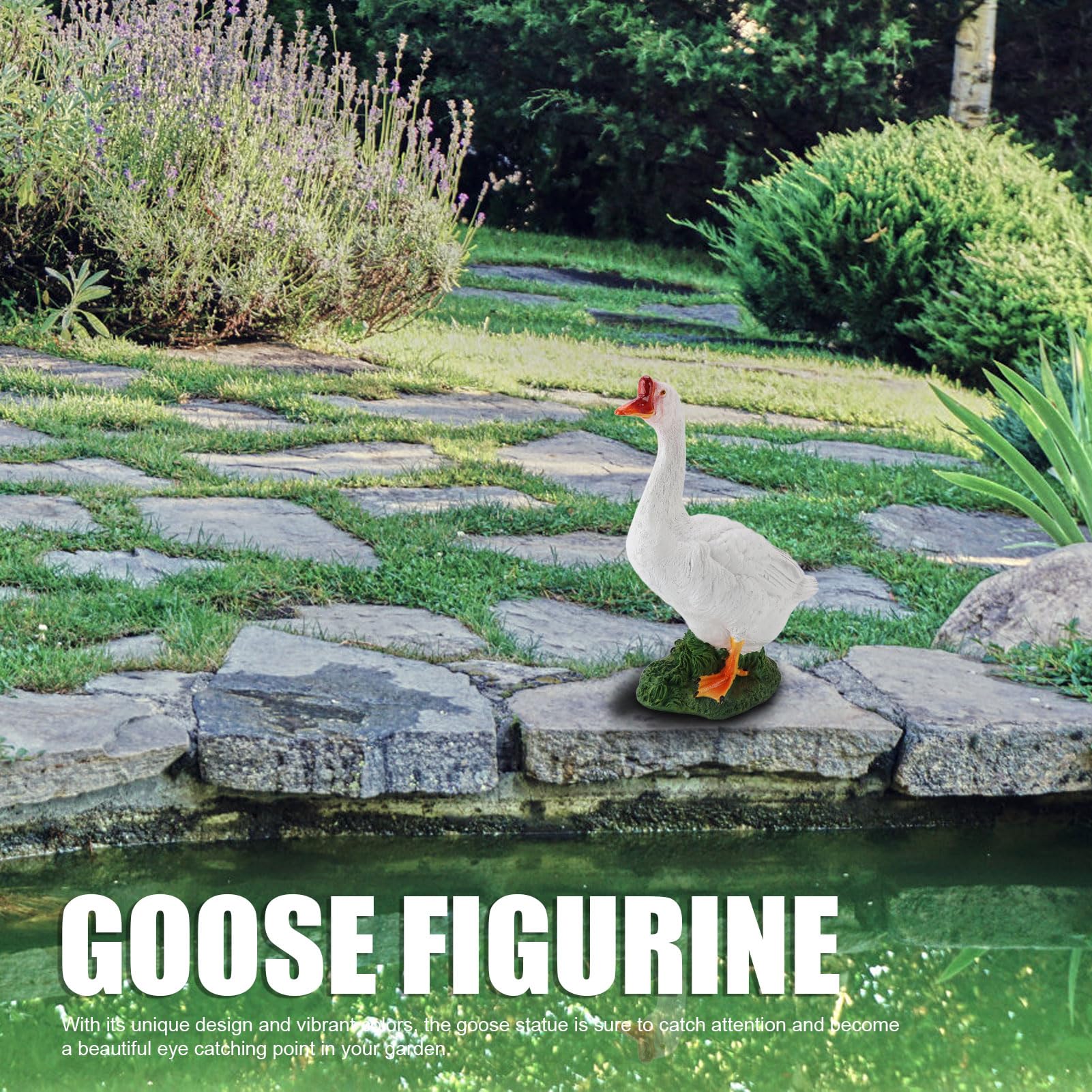 TOPINCN Hochwertige Gans-Figur aus Kunstharz, Gartendekoration, Bauernhoftier-Skulptur für den Außenbereich, Hinterhof, Terrasse, Rasendekoration, Gartenfiguren-Sammler (Stil 1)