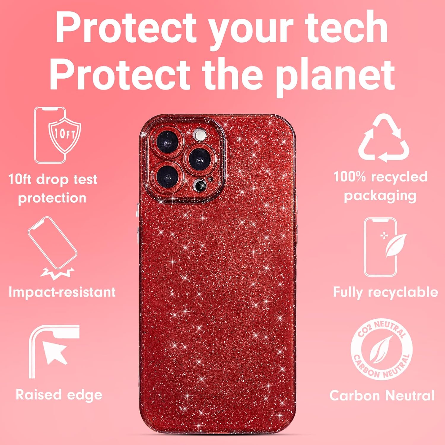 for iPhone 16 Pro Max Case Glitter, Sparkly Girly Cute Bling Sparkle Shiny Shimmer Bright Phone Case for Women Girls, Glittery Thin Slim Jelly Soft Silicone Rubber Gel Plastic Cover, Red Wine - Image 4