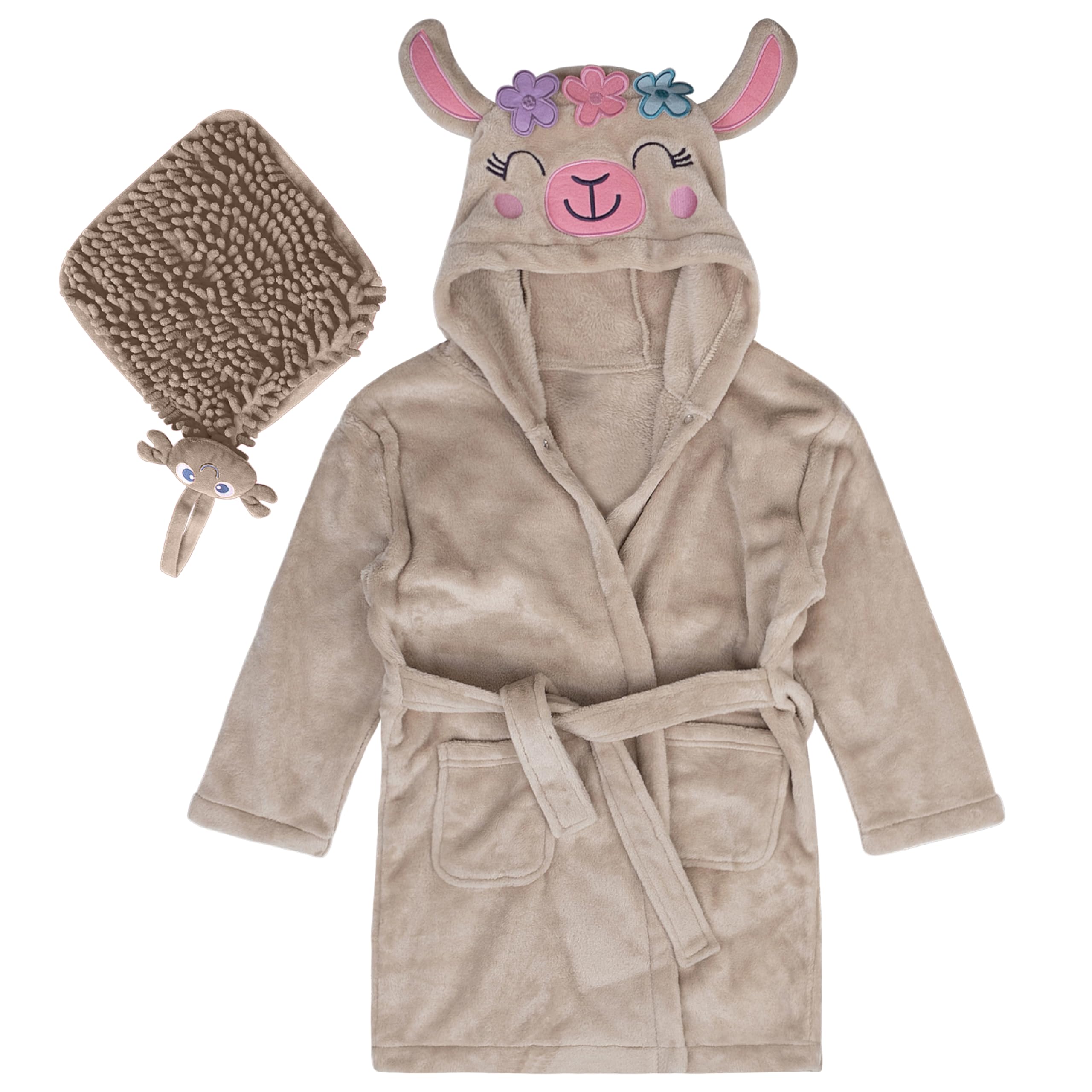 Rising Star Bata de baño de felpa suave con capucha para niños y niñas, regalo de unicornio, para niñas grandes (talla 3T - 8)