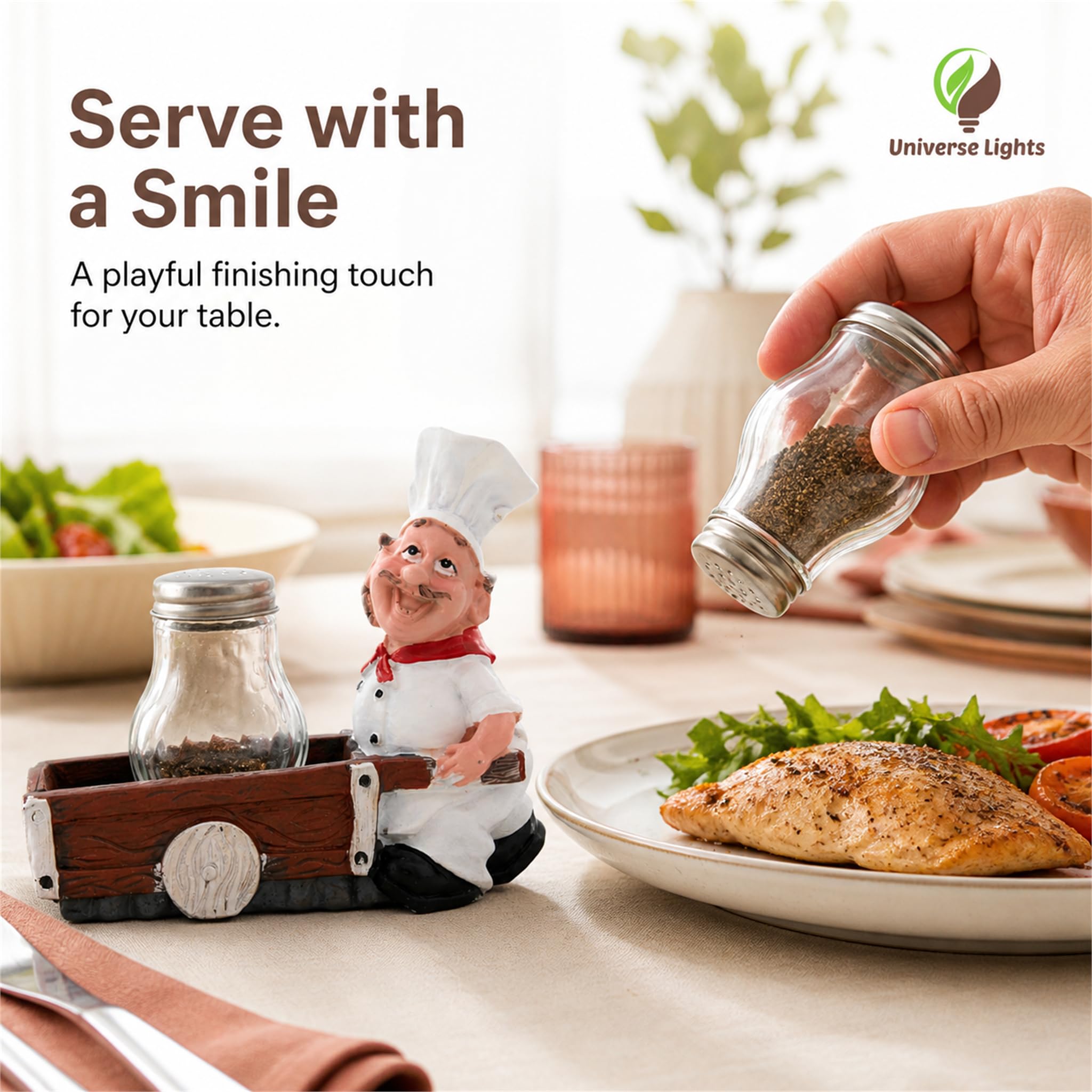 Chef Salt & Pepper Shaker Set - Decorative Tableware -8 Chef Salt & Pepper Shaker Set - Decorative Tableware -8