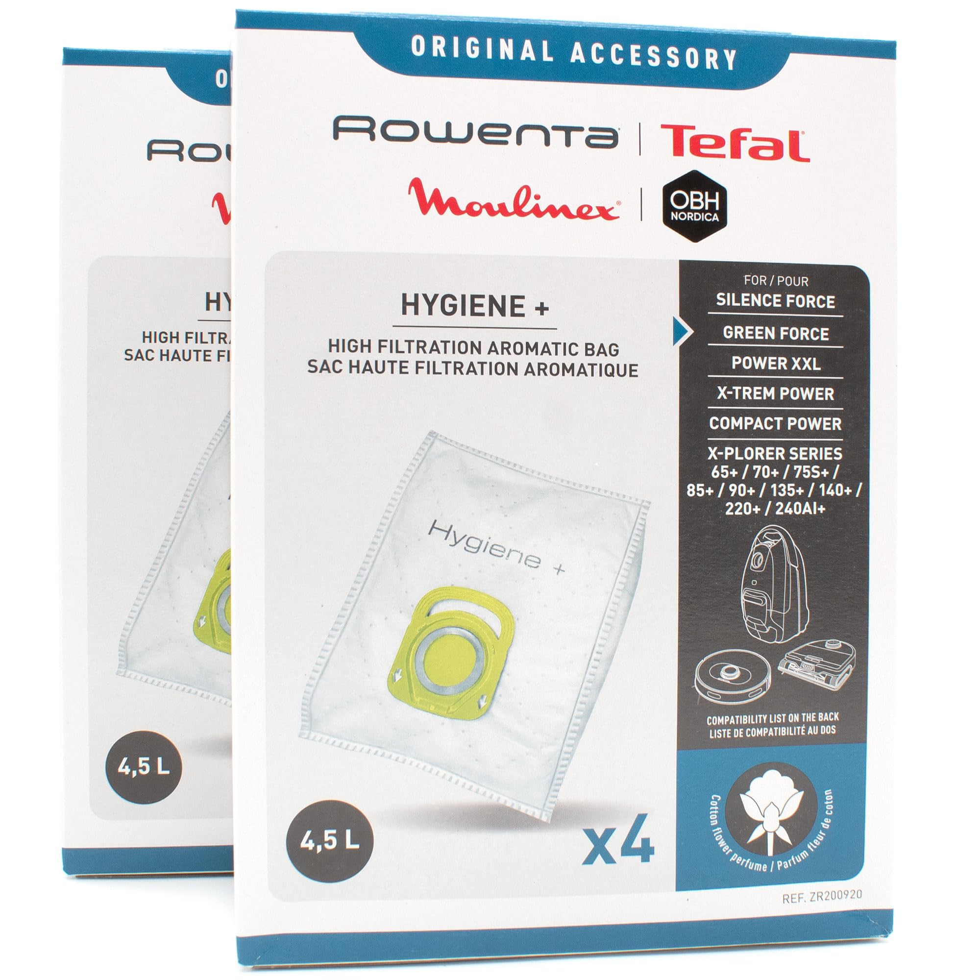 PakTrade 8 Sacchetti per aspirapolvere + 10 Profumi Compatibile con Rowenta Silence Force Compact - RO6355EA/410 | 8 Aromatic Sacchetti, Deodoranti, Accessori, Ricambi