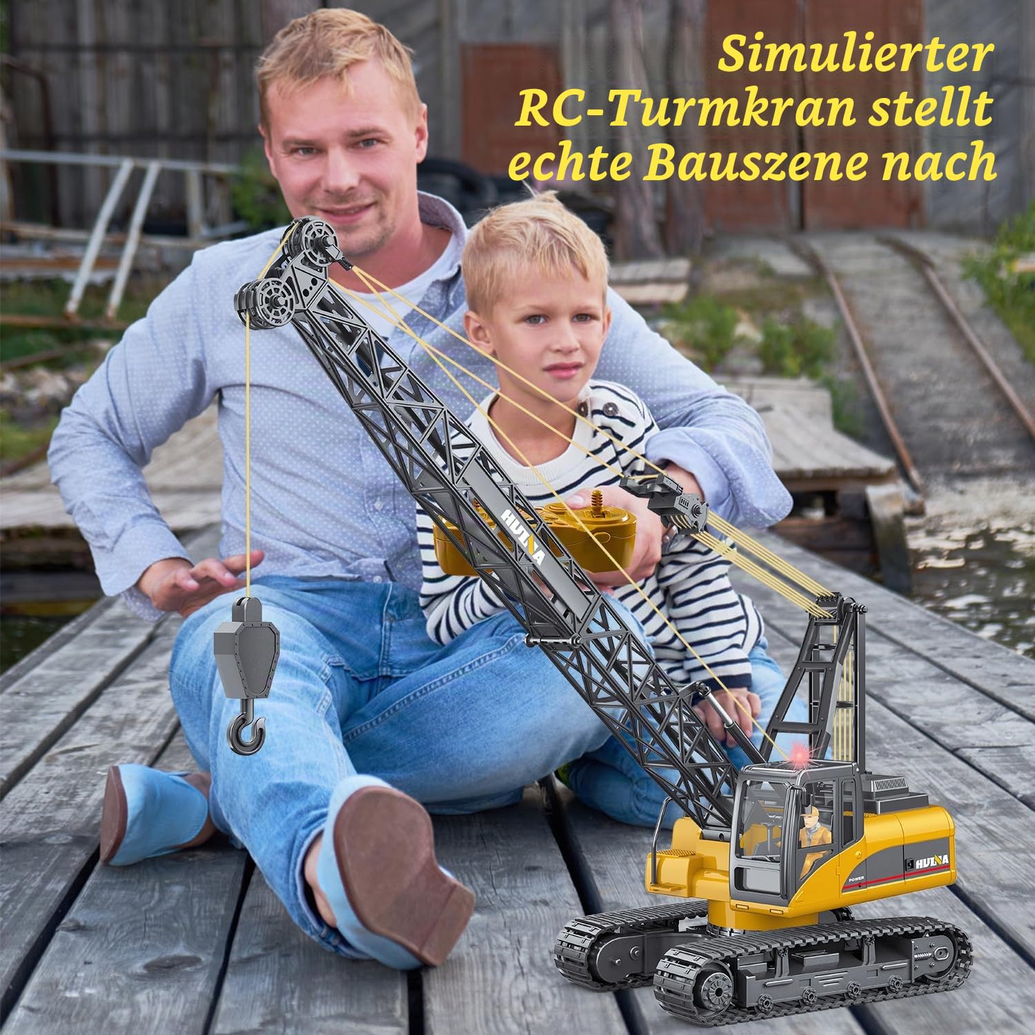 Remote Control Tower Crane Die Cast Truck Hoist Dragline 1:14 Scale 2.4GHz Remote Control Engineering Lift Model Truck Crawler Loader Excavator Bulldozer Construction Toy for Boys & Girls
