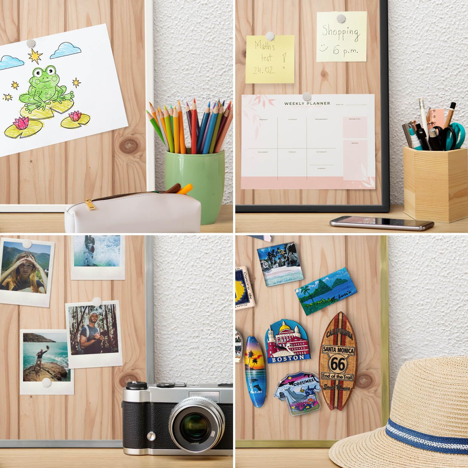 Pizarra de Pared para el Menú del Día 50x50 Modello in legno Marco Plateado | Pizarra | Organizador | de Pared | Tablón | Anuncios | Decorativo | Recordatorio | Notas | Planificador | Semanal | Menú