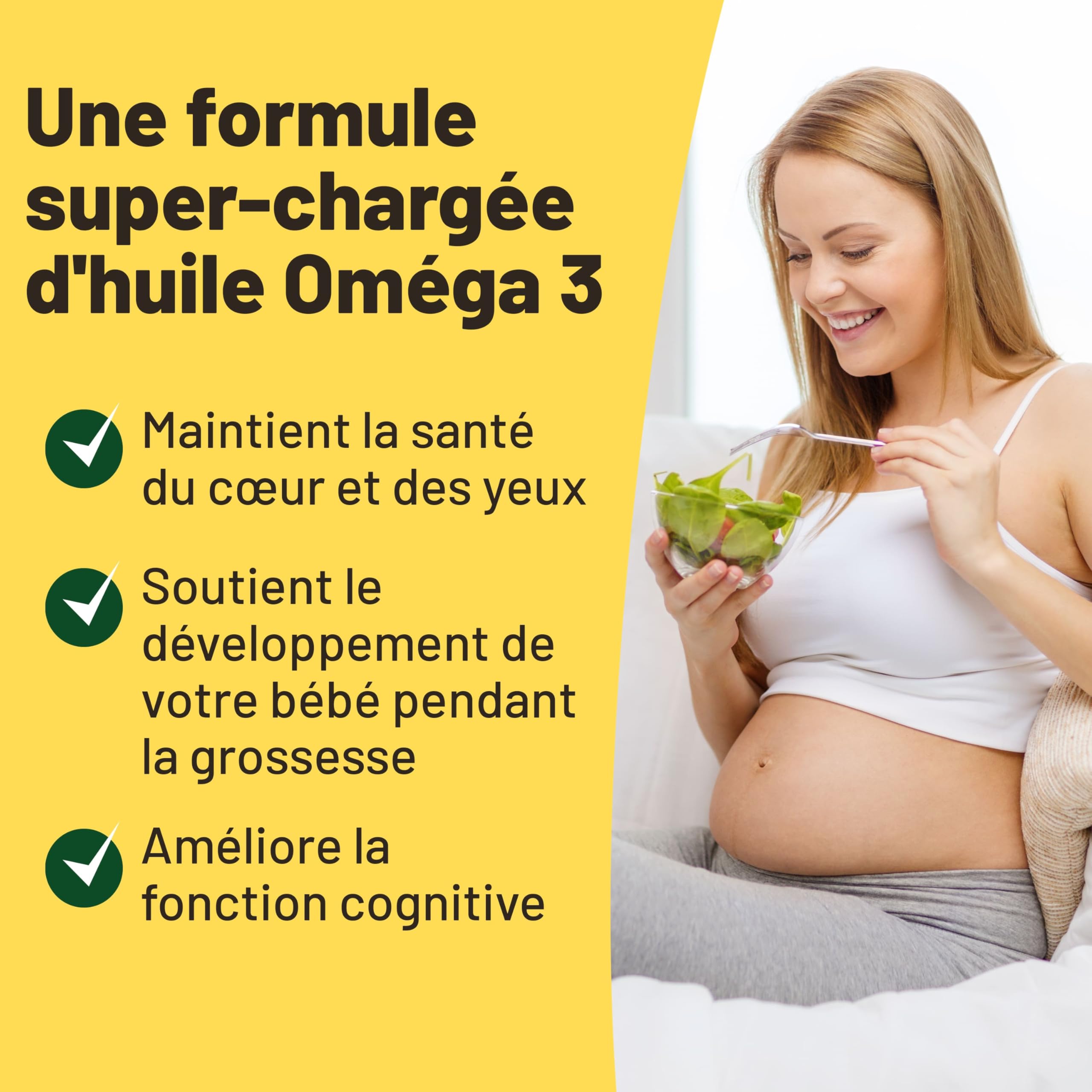 Omega 3 Vegan Huile d'algues 400 mg DHA par capsule, 60 capsules, soit 2 mois d'huile vegetale. Remplace huile de foie de morue, convient à tous les régimes vegan/végétariens