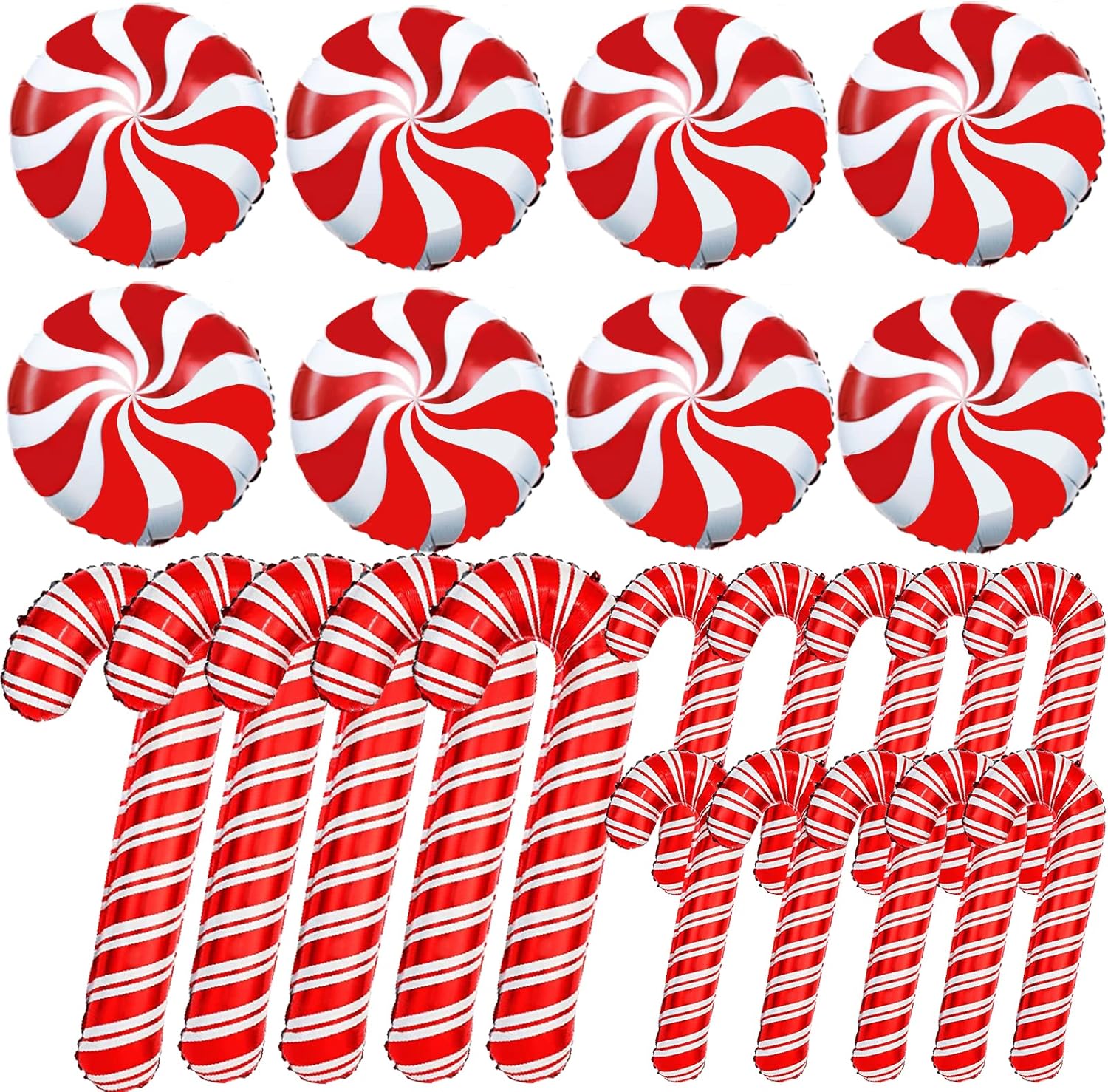 YUJUN 23Pcs Christmas Candy Cane Foil Balloons for Xmas Photo Backdrop Candies Theme New Year Christmas Decoration Party Supplies