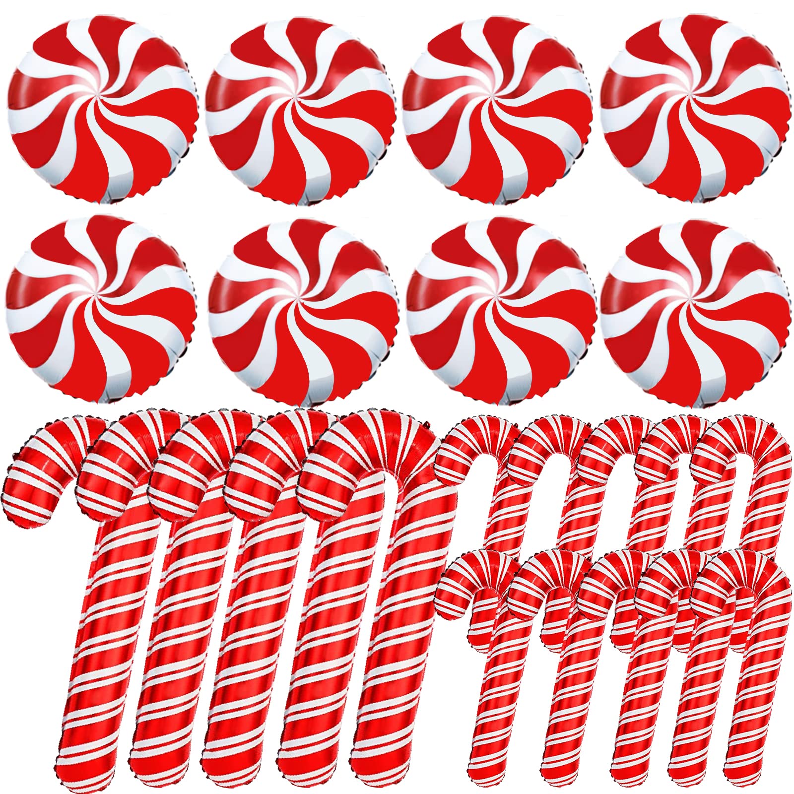 YUJUN 23Pcs Christmas Candy Cane Foil Balloons for Xmas Photo Backdrop Candies Theme New Year Christmas Decoration Party Supplies