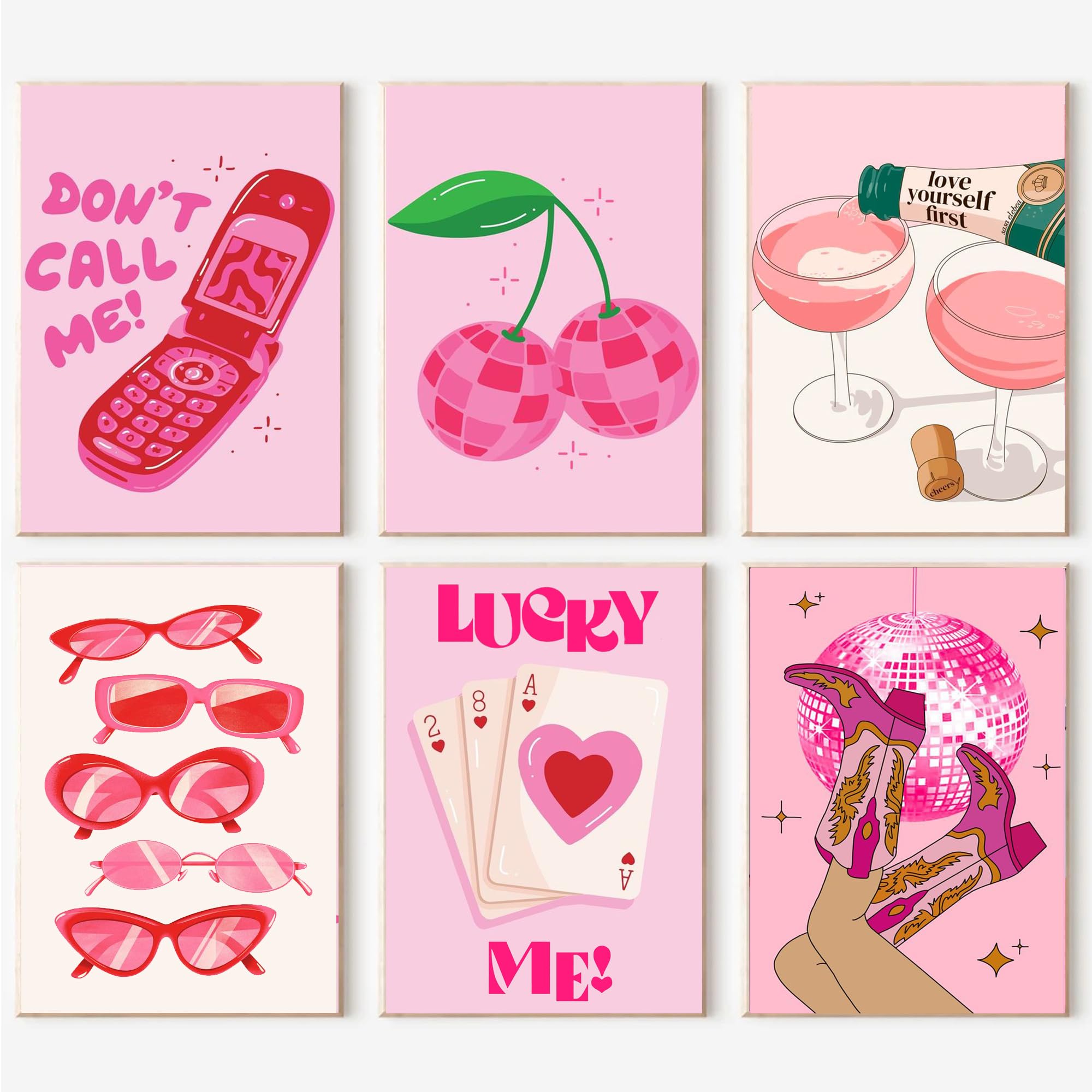 F.NIMAGOP 6 Packs Vintage Paint by Numbers Kit for Adults,DIY Acrylic Watercolor Oil Painting by Number On Canvas Without Frame,Retro Funny Drinks Paint by Numbers Kit for Home Wall Decor 8x12inch