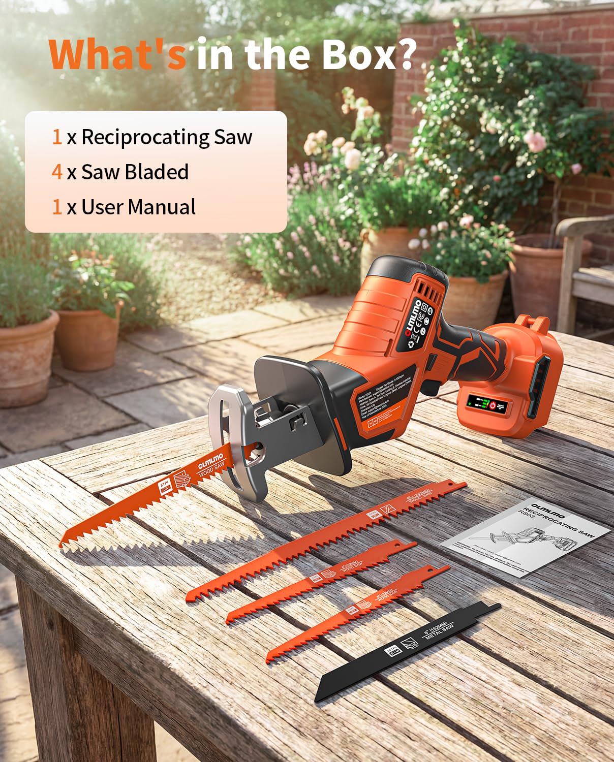 Akku Säbelsäge für Makita 18V Akku, 3500 SPM geräuscharmer bürstenloser Motor, 4 Sägeblätter, LED-Leuchte, Leicht und Handlich für Holz Metall Kunststoff, Für Heimwerker und Profis(ohne Akku)