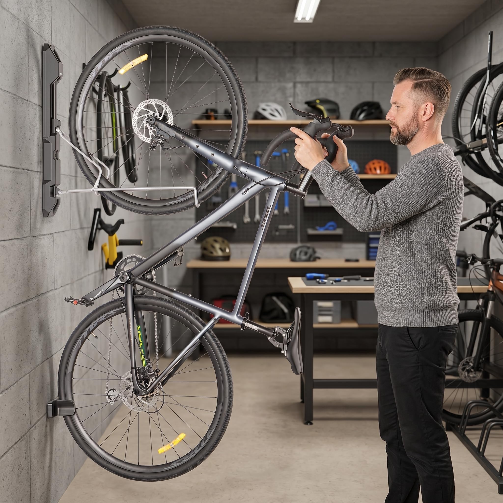 CXWXC Porte-vélos Garage - Support mural pivotant pour vélo - Crochet de vélo pour le garage, gain de place, rangement intérieur de vélo pour vélos de route, VTT et vélos hybrides